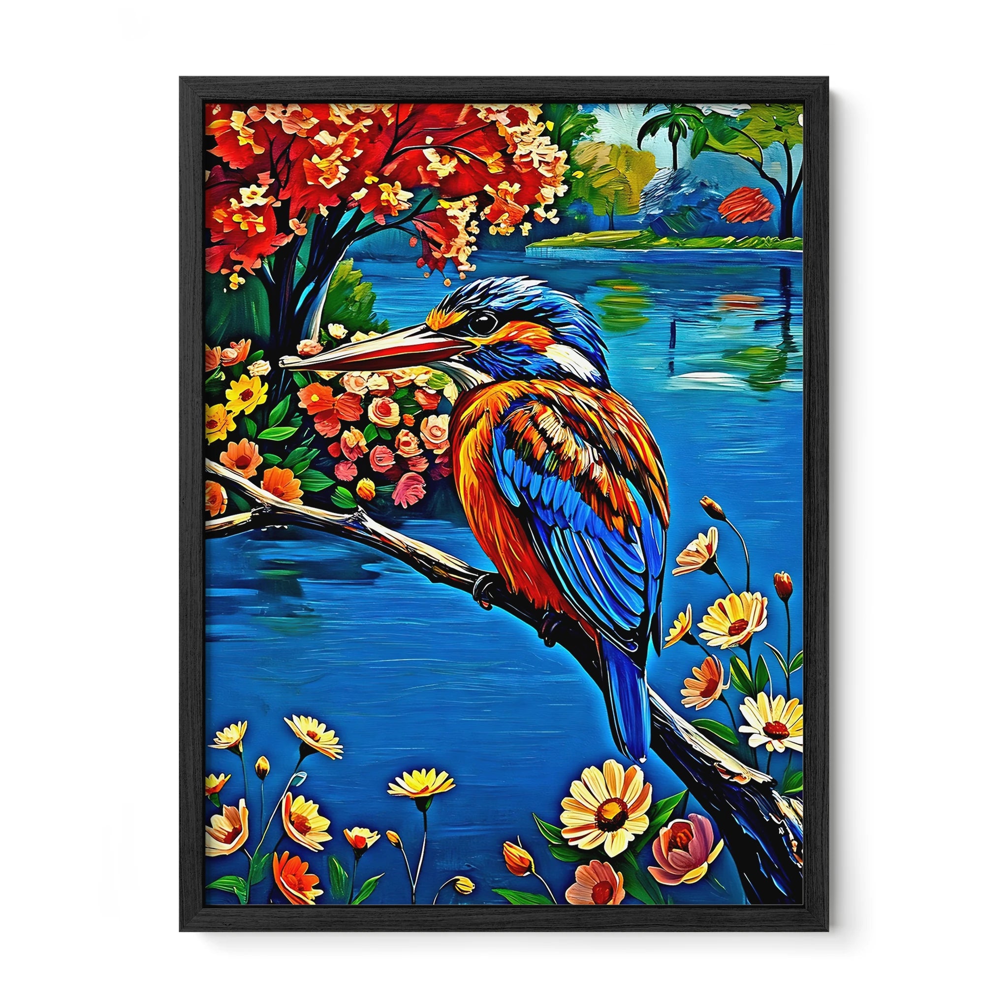 Common Kingfisher Alcedo Atthis-Framed Paper Print-452217 Black Premium Oak No Mats Visual Wall Art Framed Print