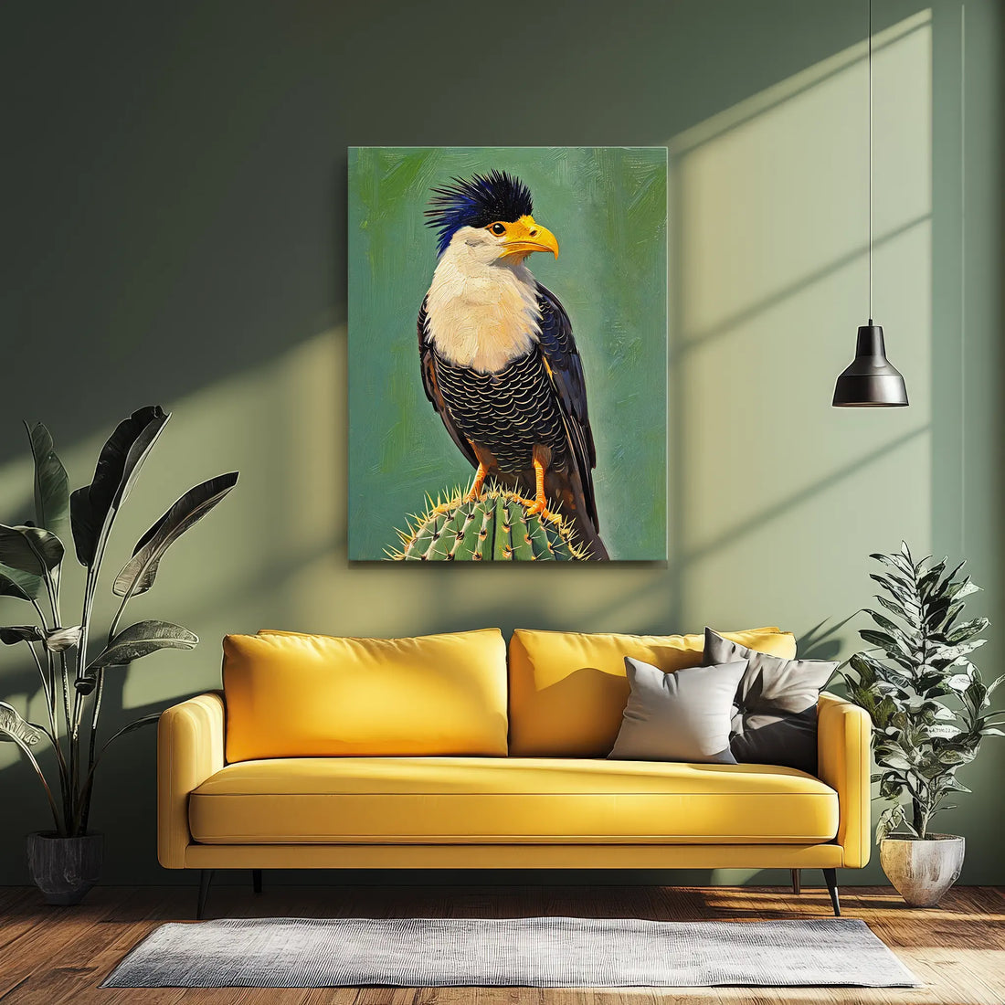 Crested Caracara Perched Cactus Giclée Print 454009 Visual Wall Art AR3:4V-AR4:5V Giclée Print