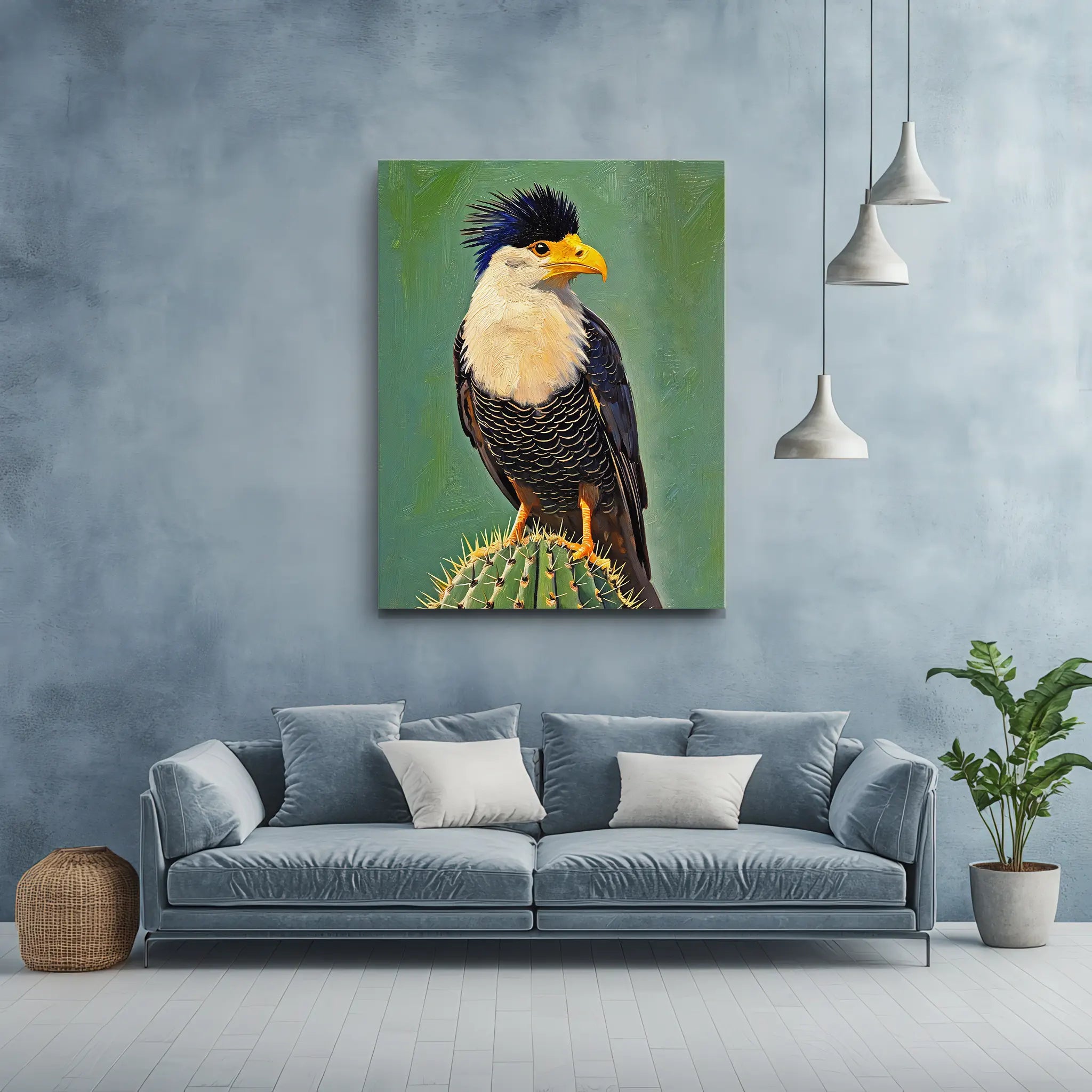 Crested Caracara Perched Cactus Giclée Print 454009 Visual Wall Art AR3:4V-AR4:5V Giclée Print