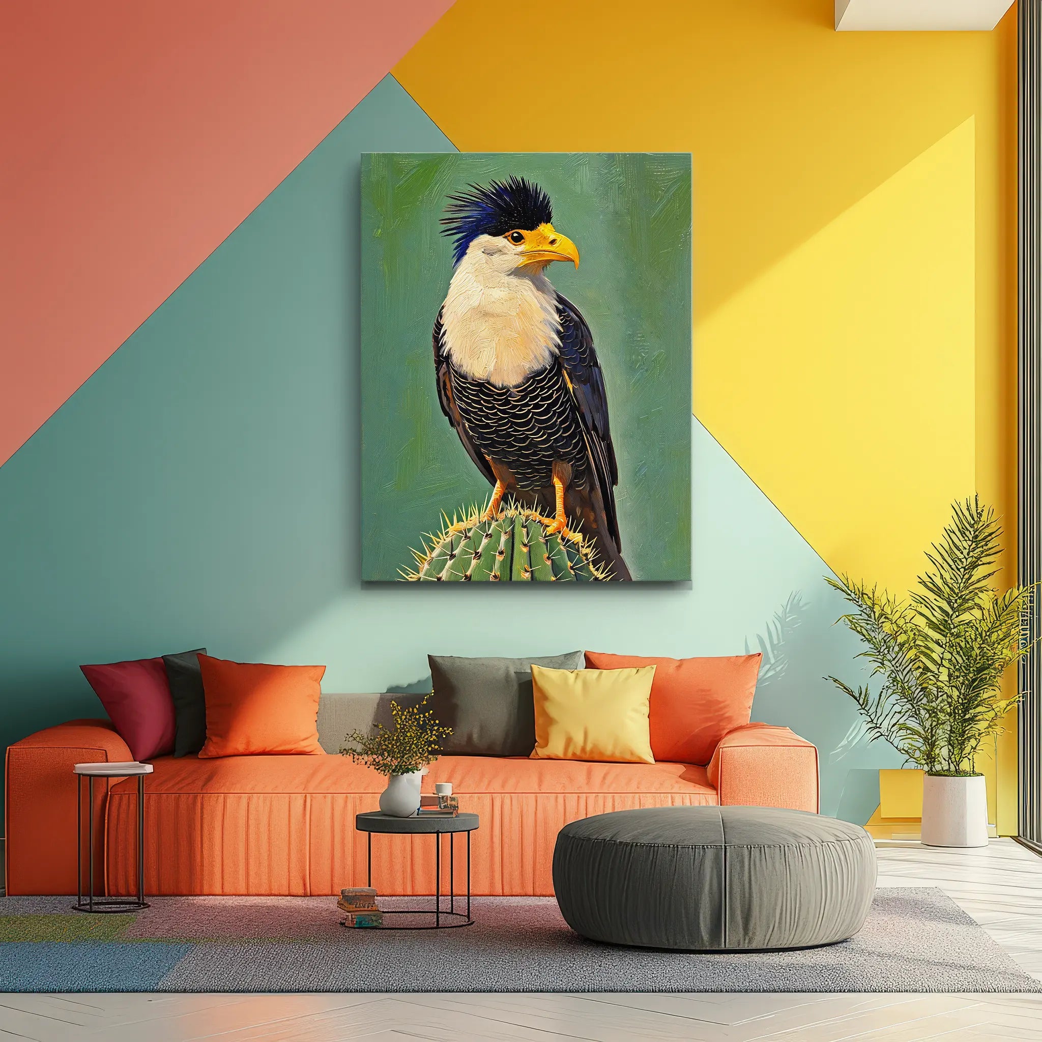 Crested Caracara Perched Cactus Giclée Print 454009 Visual Wall Art AR3:4V-AR4:5V Giclée Print