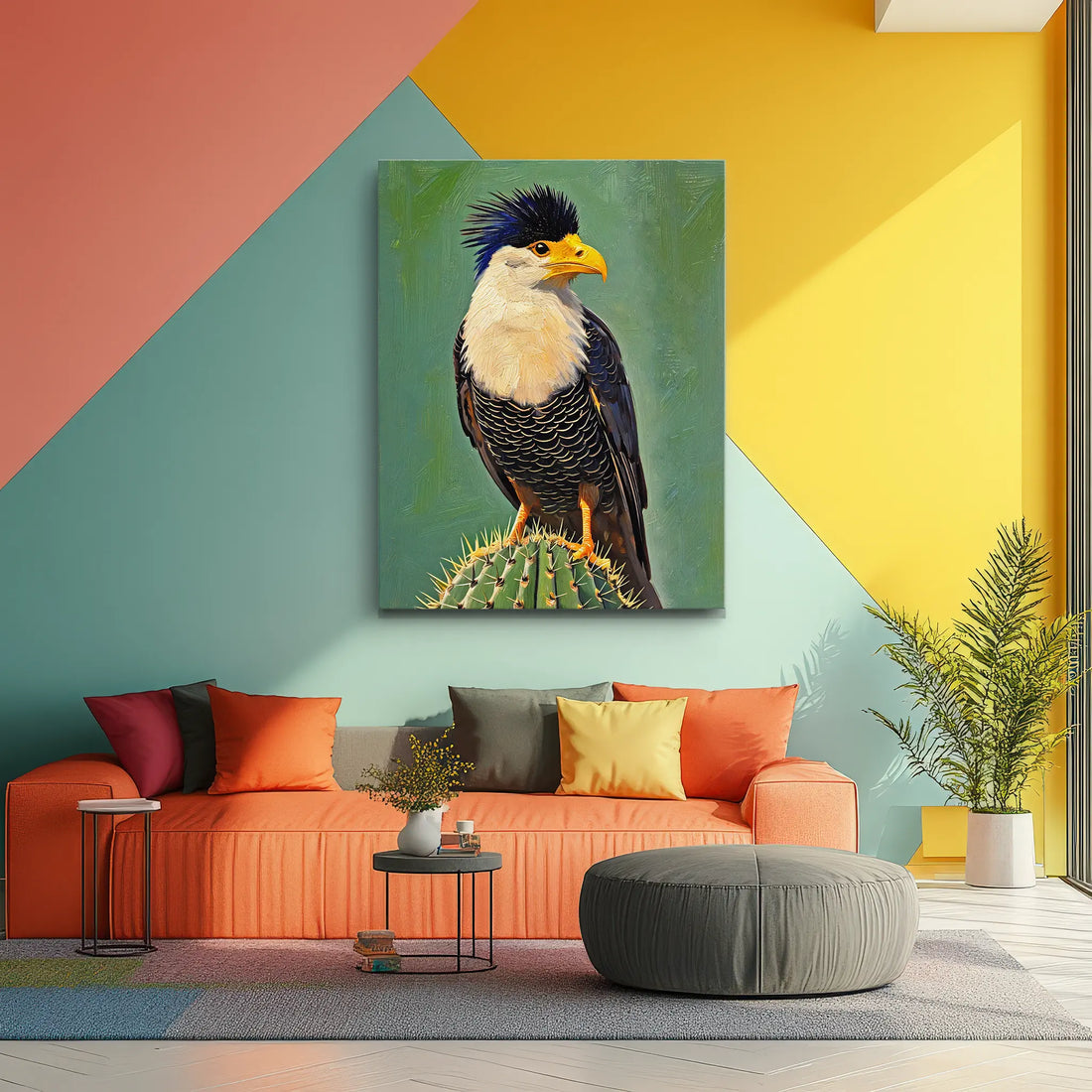 Crested Caracara Perched Cactus Giclée Print 454009 Visual Wall Art AR3:4V-AR4:5V Giclée Print