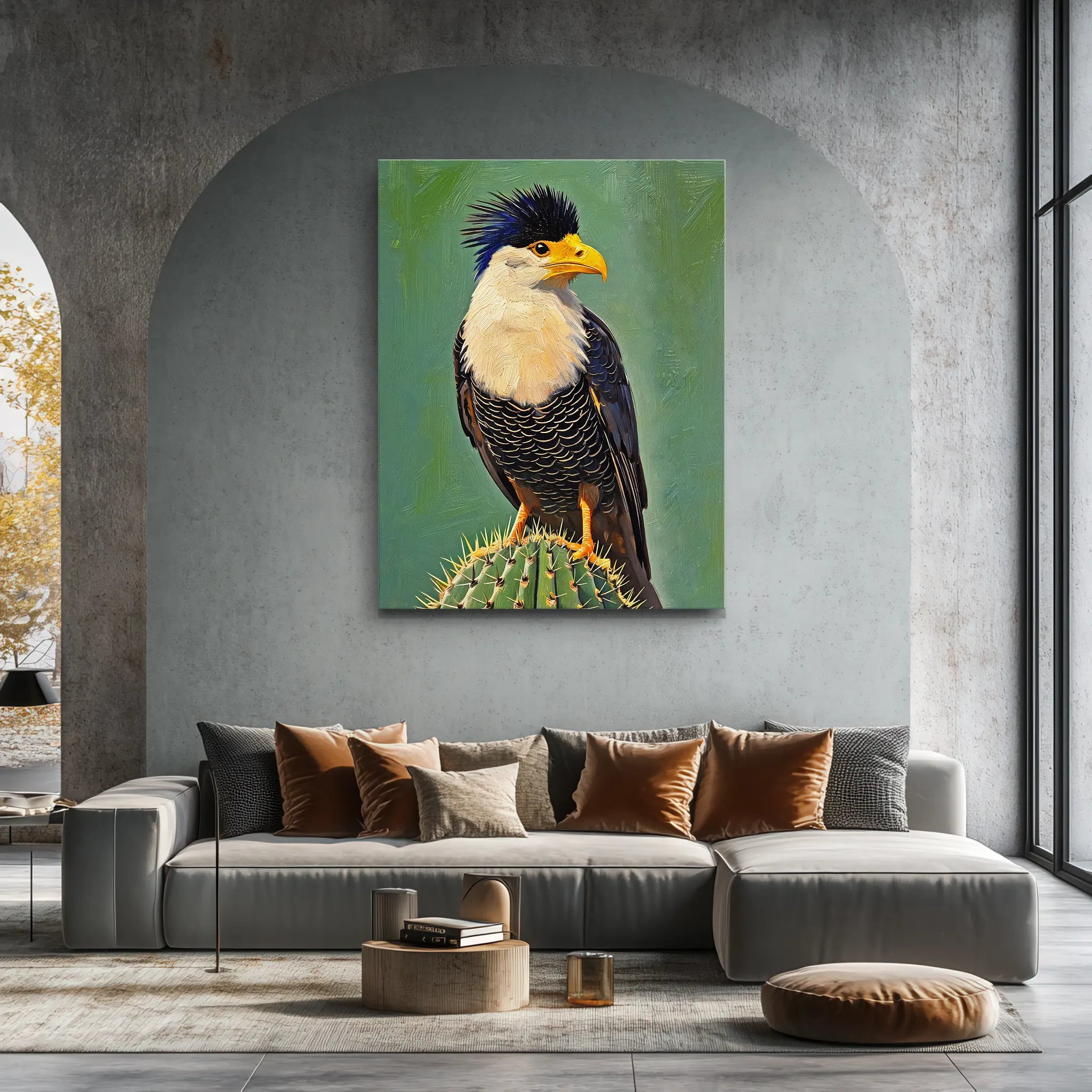 Crested Caracara Perched Cactus Giclée Print 454009 Visual Wall Art AR3:4V-AR4:5V Giclée Print