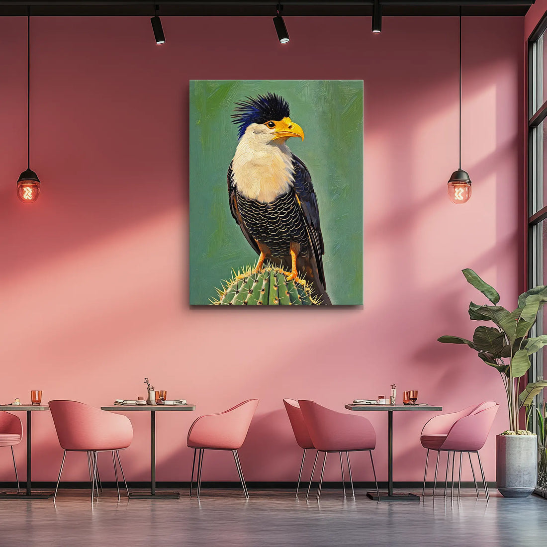 Crested Caracara Perched Cactus Giclée Print 454009 Visual Wall Art AR3:4V-AR4:5V Giclée Print