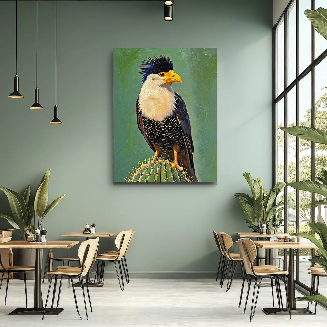 Crested Caracara Perched Cactus Giclée Print 454009 Visual Wall Art AR3:4V-AR4:5V Giclée Print