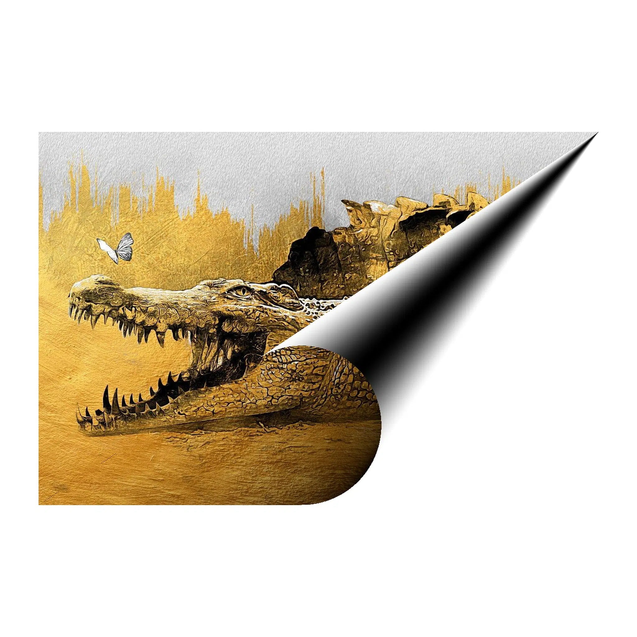 Crocodile Gold Giclée Print 32905 Giclée Rolled Canvas Print Visual Wall Art