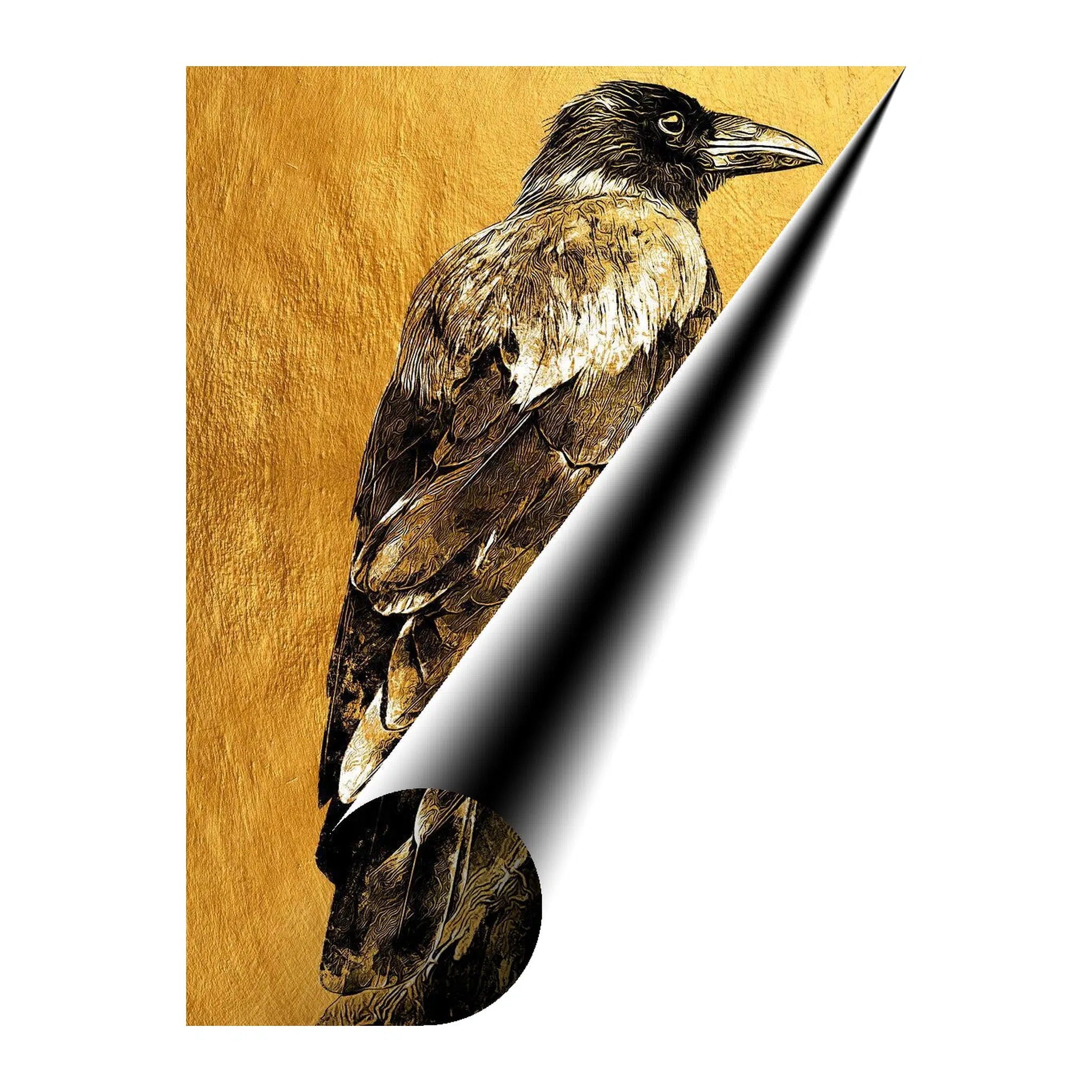 Crow Bird Gold Giclée Print 34909 Giclée Fine Art Matte Paper Print Visual Wall Art