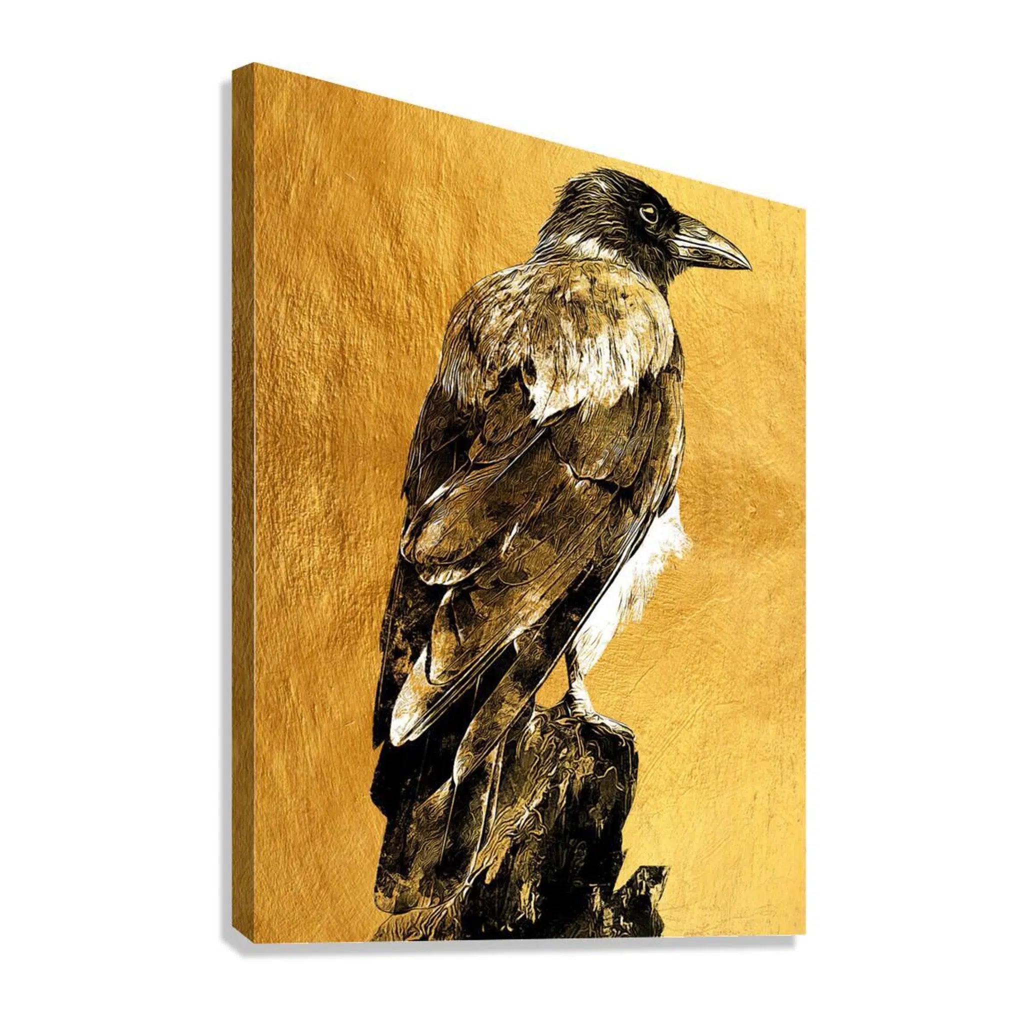 Crow Bird Gold Giclée Print 34909 Giclée Stretched Canvas Print Visual Wall Art