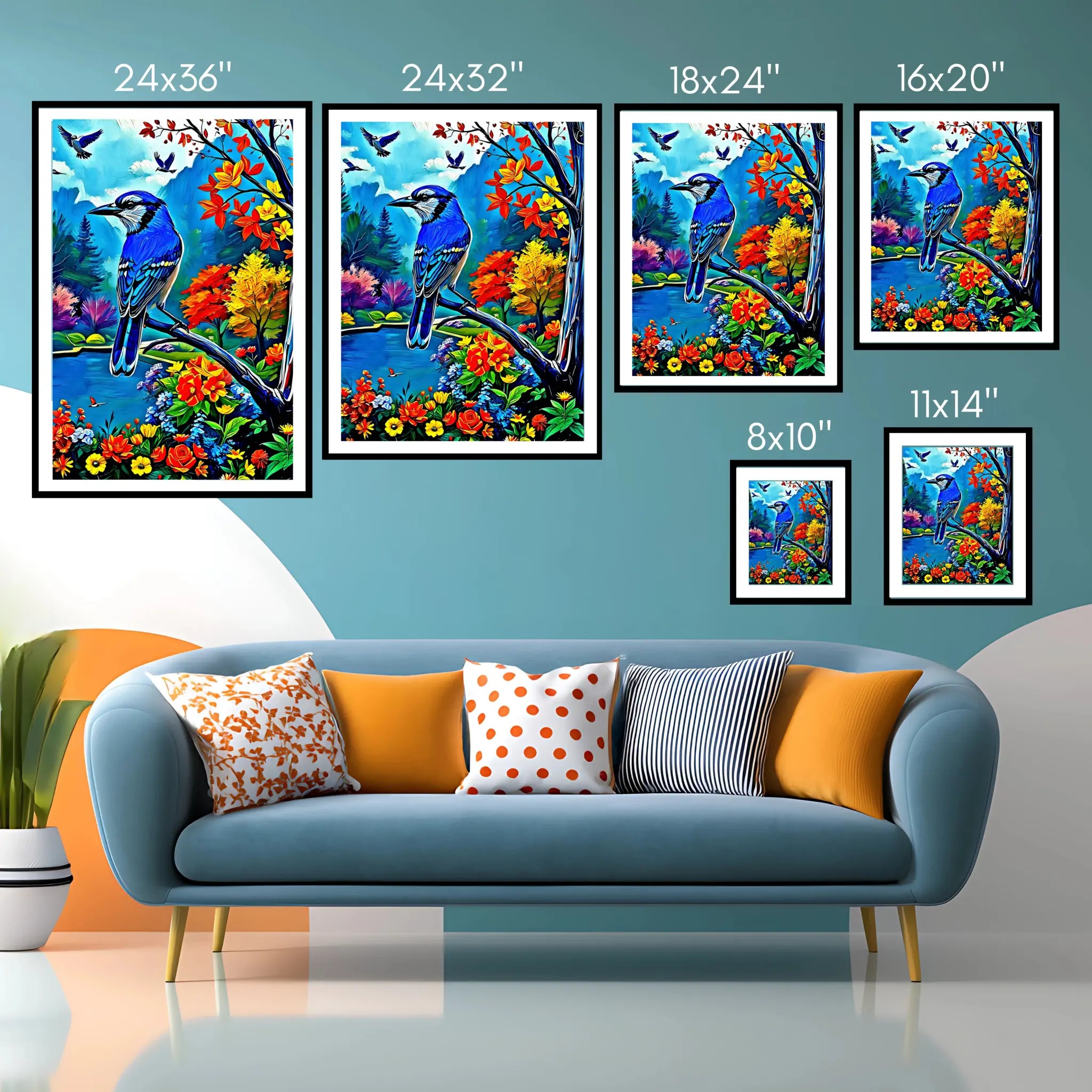 Cyanocitta Cristata-Blue Jay-Framed Paper Print-452253 Visual Wall Art Framed Print