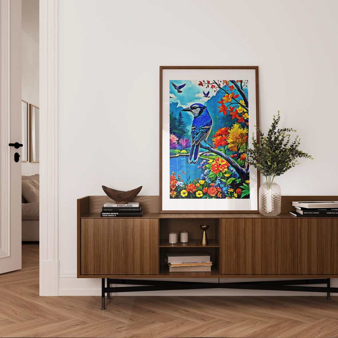 Cyanocitta Cristata-Blue Jay-Framed Paper Print-452253 Visual Wall Art Framed Print