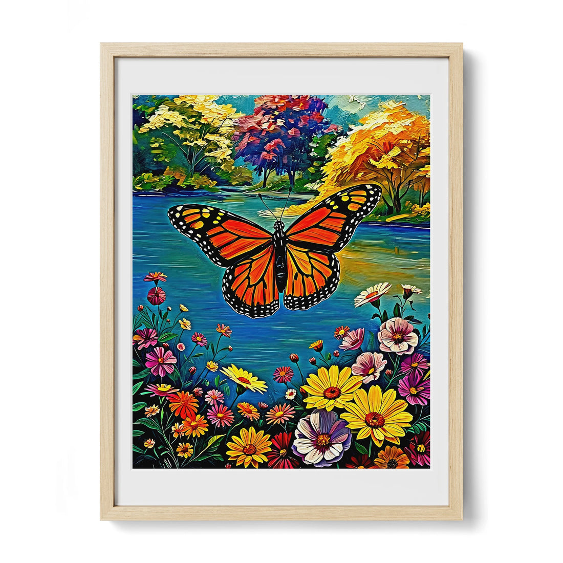 Danaus Plexippus Monarch Butterfly-Framed Paper Print-452254 Natural Premium Oak Mats Visual Wall Art Framed Print