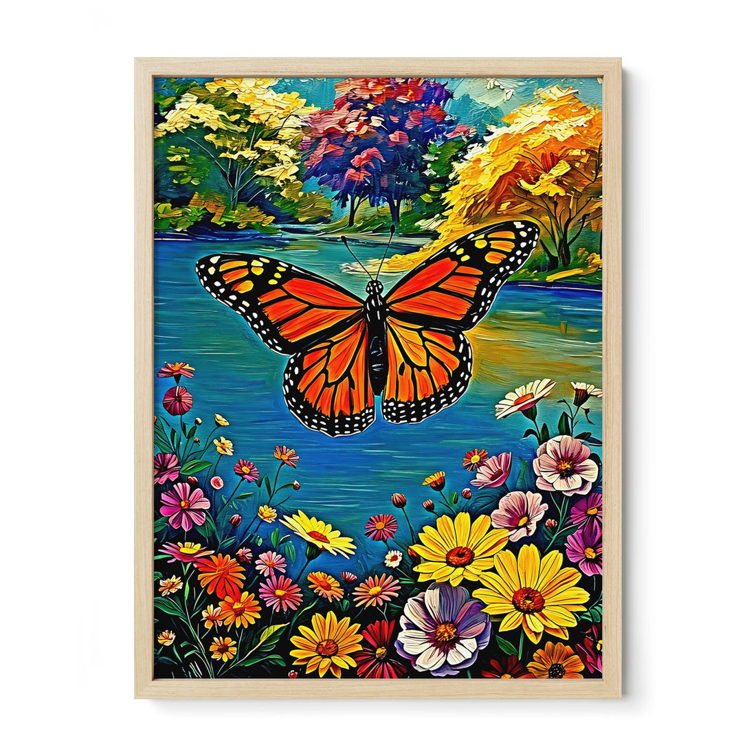 Danaus Plexippus Monarch Butterfly-Framed Paper Print-452254 Natural Premium Oak No Mats Visual Wall Art Framed Print