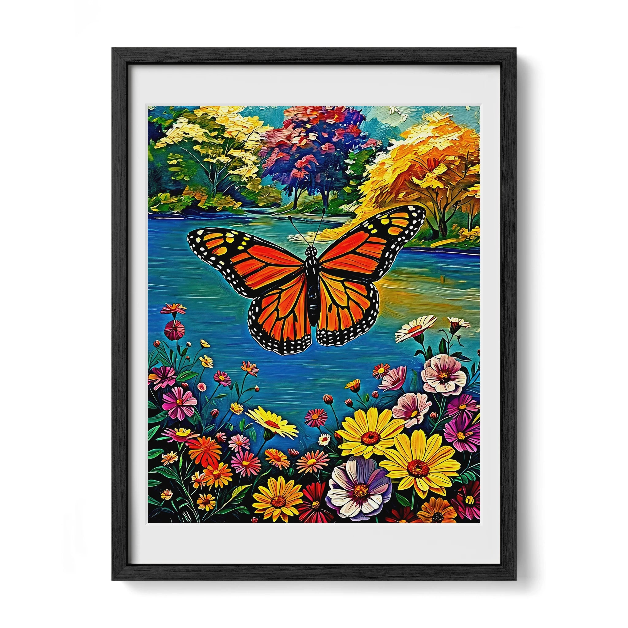 Danaus Plexippus Monarch Butterfly-Framed Paper Print-452254 Black Premium Oak Mats Visual Wall Art Framed Print