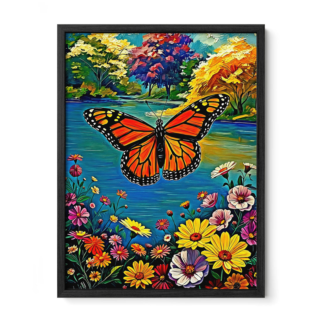 Danaus Plexippus Monarch Butterfly-Framed Paper Print-452254 Black Premium Oak No Mats Visual Wall Art Framed Print