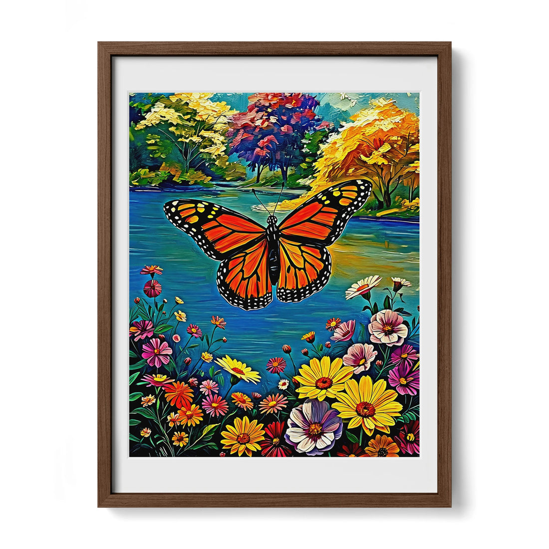 Danaus Plexippus Monarch Butterfly-Framed Paper Print-452254 Walnut Premium Oak Mats Visual Wall Art Framed Print