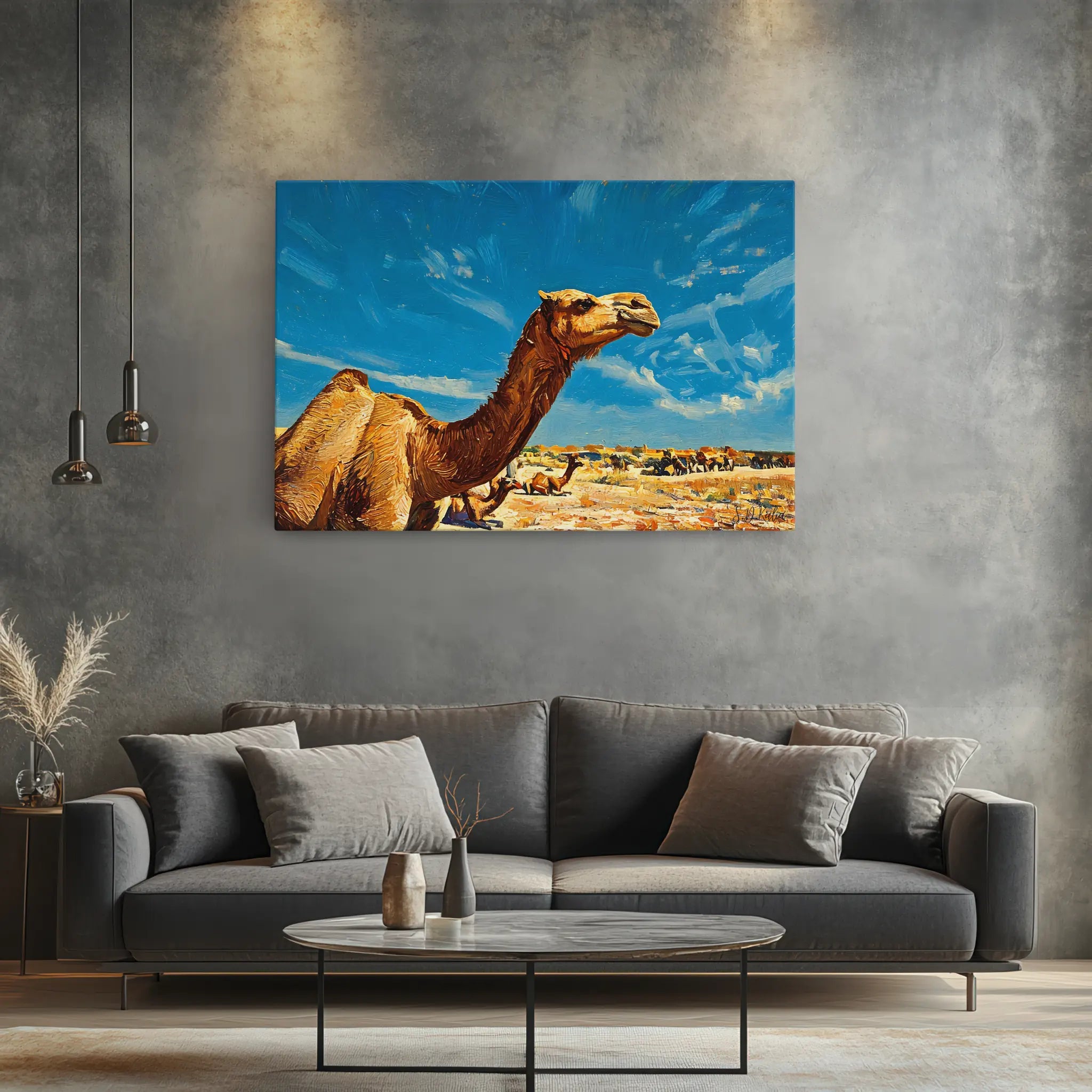 Desert Sentinel Camel Under Wide Skies Giclée Print 321016 Visual Wall Art AR3:2H Giclée Print
