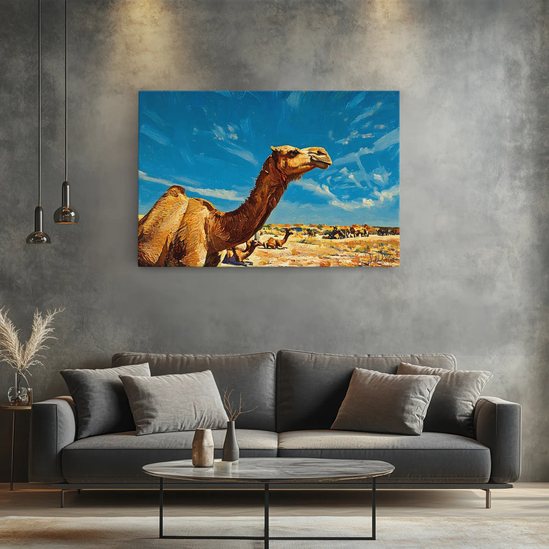 Desert Sentinel Camel Under Wide Skies Giclée Print 321016 Visual Wall Art AR3:2H Giclée Print