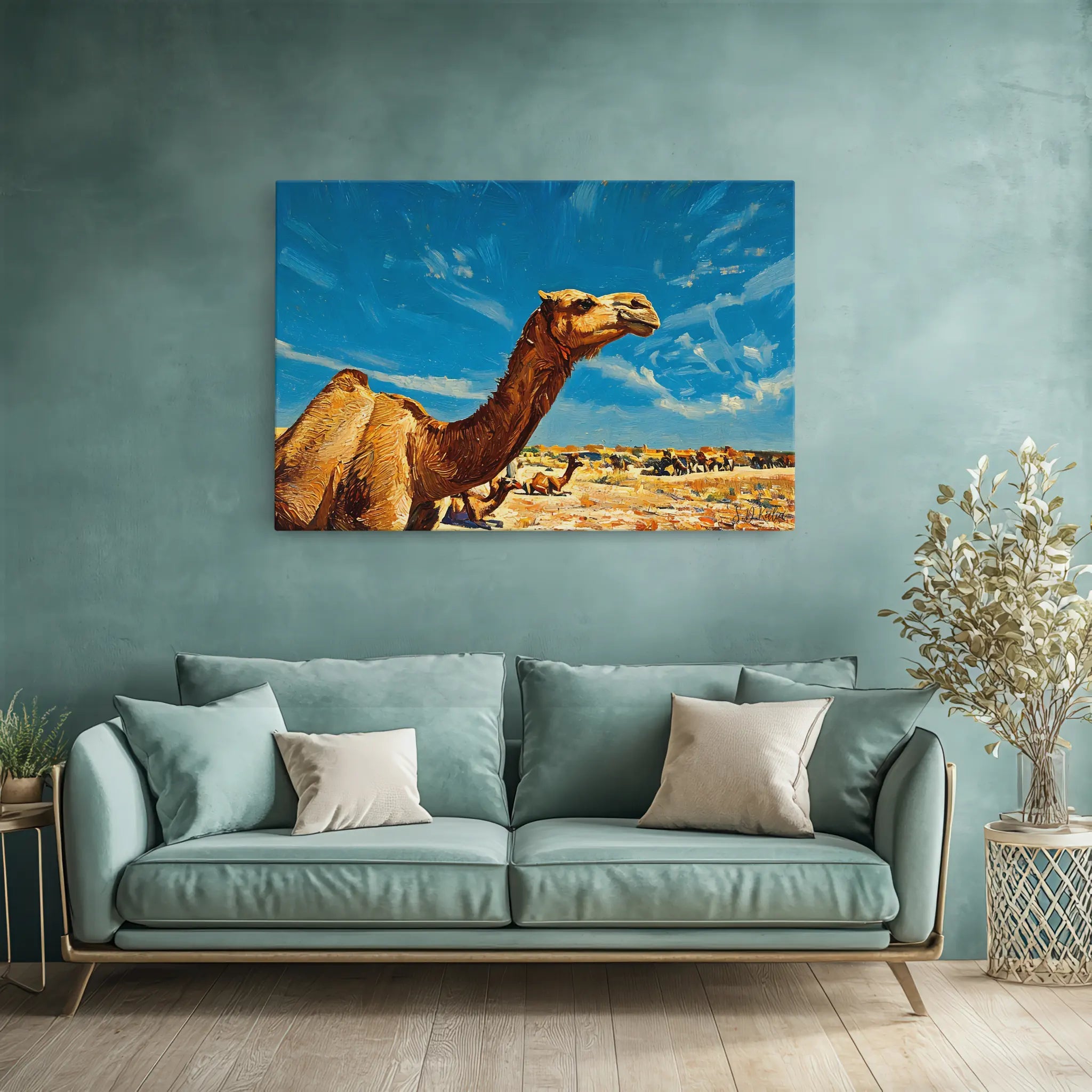 Desert Sentinel Camel Under Wide Skies Giclée Print 321016 Visual Wall Art AR3:2H Giclée Print