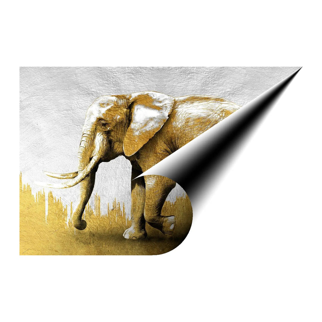 Elephant Gold Giclee Print 32902 Giclée Rolled Canvas Print Pictorem.com