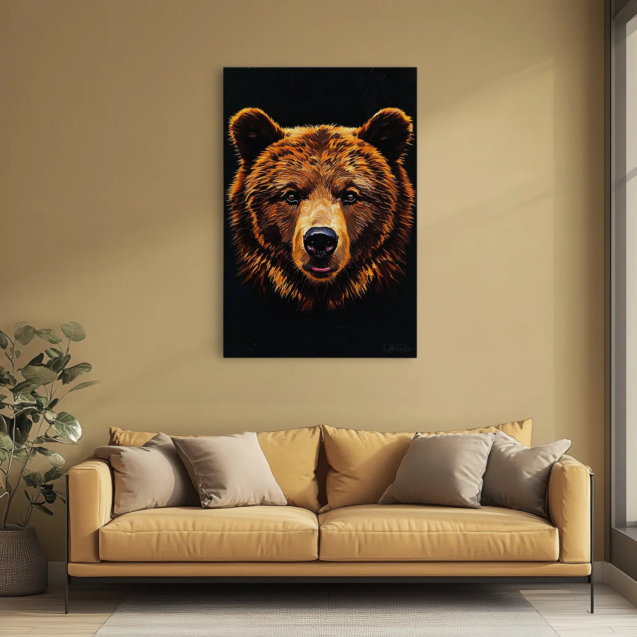 Ember-Fur Stare Brown Bear Giclée Print 231012 Visual Wall Art AR2:3V Giclée Print