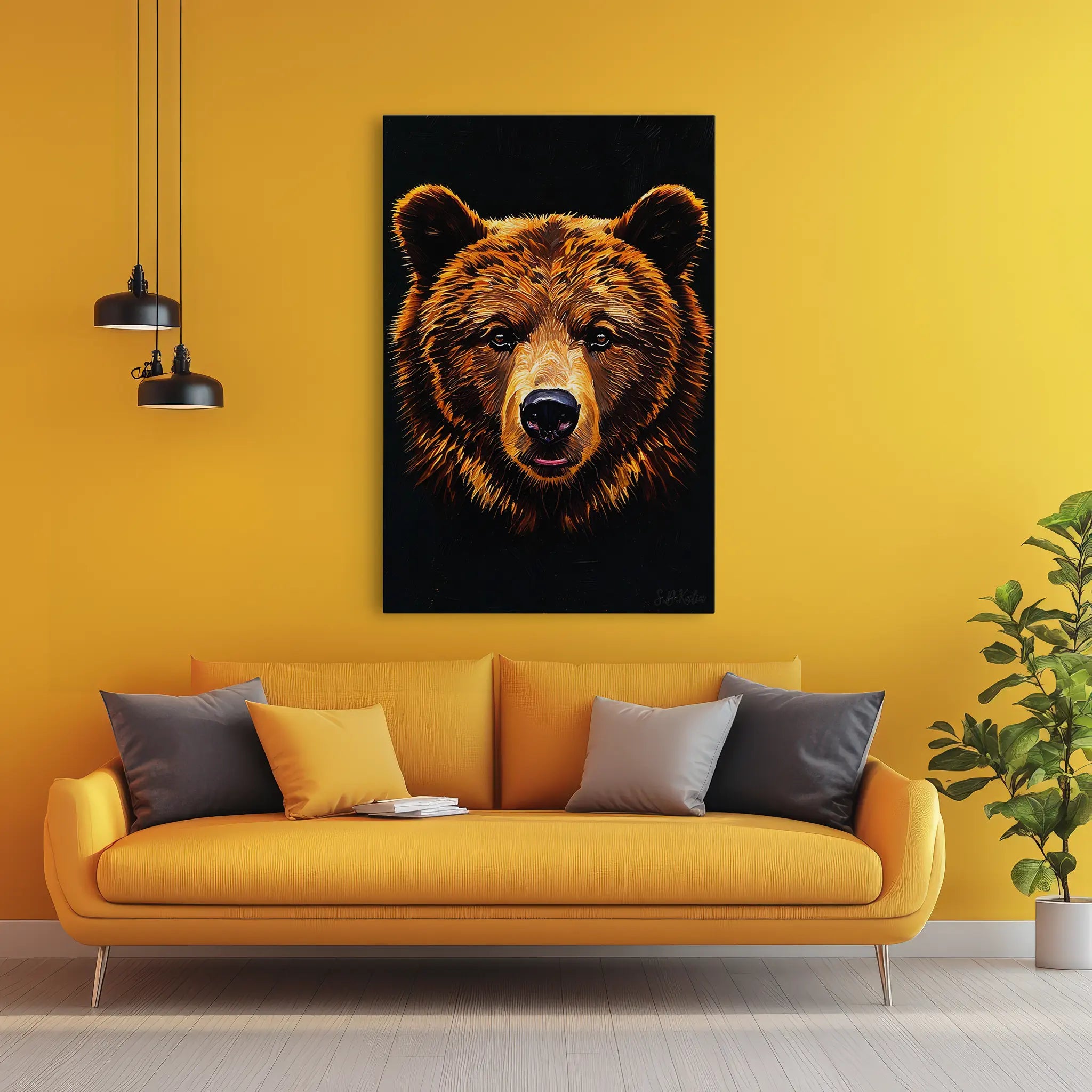 Ember-Fur Stare Brown Bear Giclée Print 231012 Visual Wall Art AR2:3V Giclée Print