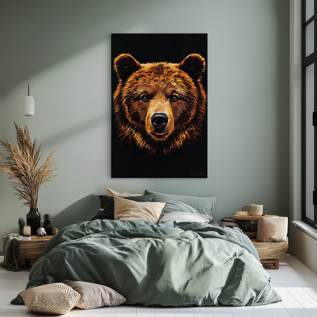 Ember-Fur Stare Brown Bear Giclée Print 231012 Visual Wall Art AR2:3V Giclée Print