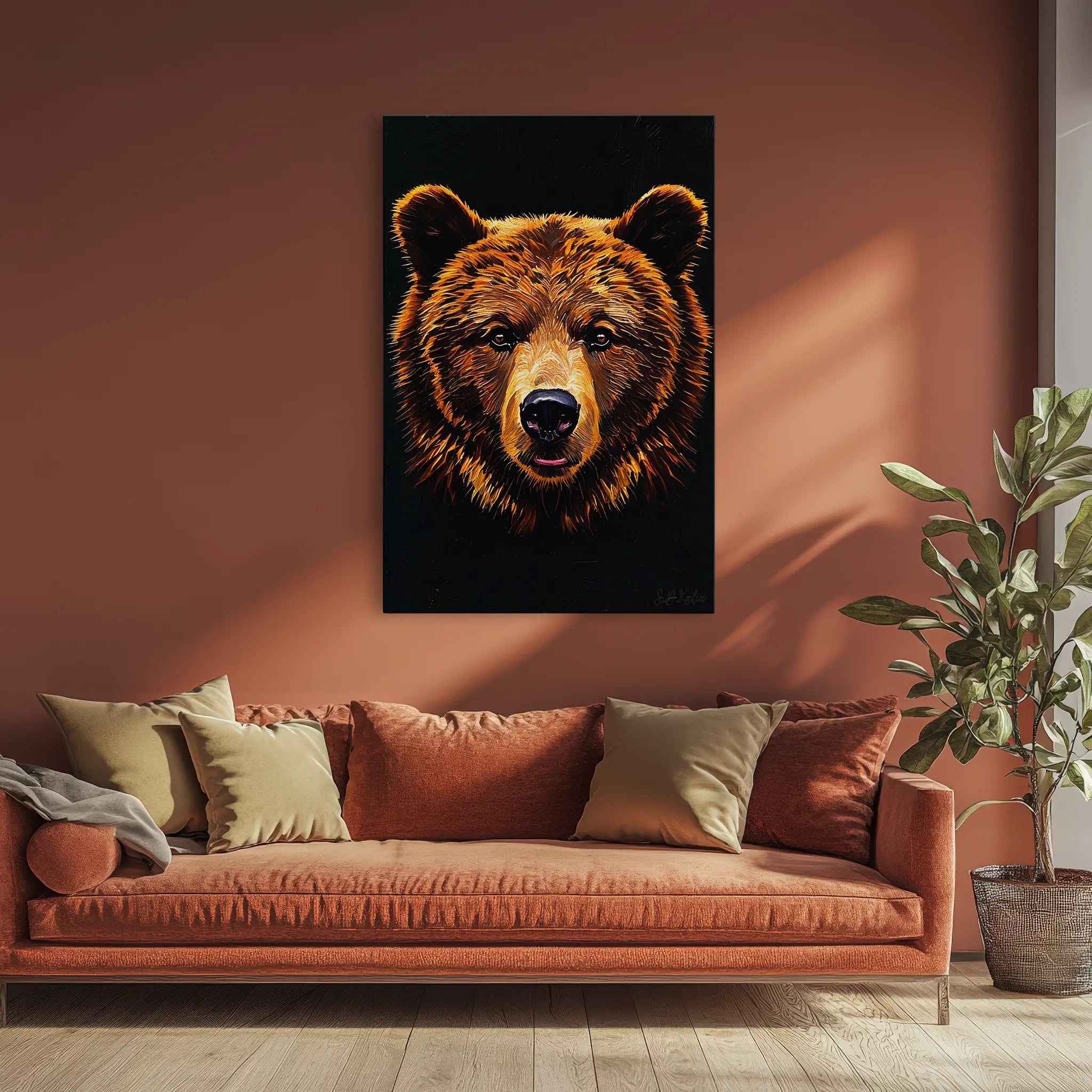 Ember-Fur Stare Brown Bear Giclée Print 231012 Visual Wall Art AR2:3V Giclée Print