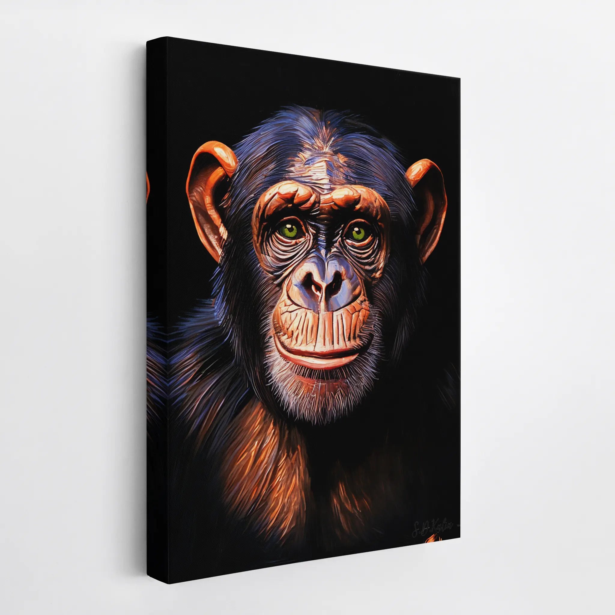 Emerald-Eyed Chimpanzee Portrait Giclée Print 231013 Visual Wall Art AR2:3V Giclée Print