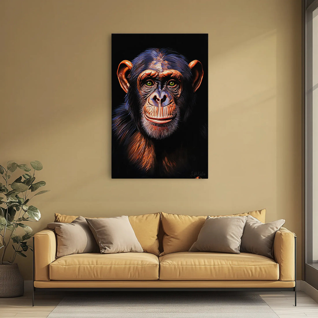 Emerald-Eyed Chimpanzee Portrait Giclée Print 231013 Visual Wall Art AR2:3V Giclée Print