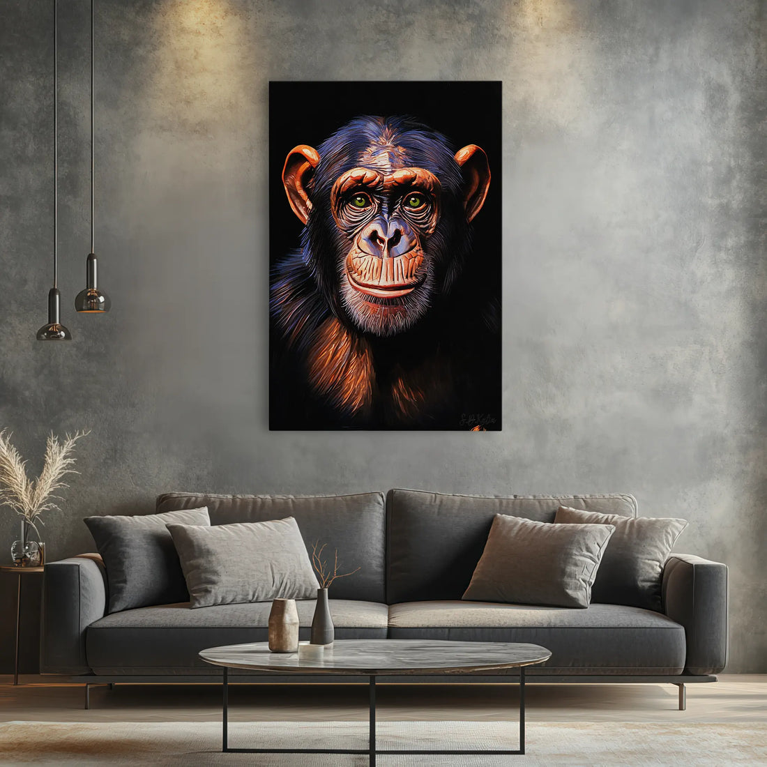 Emerald-Eyed Chimpanzee Portrait Giclée Print 231013 Visual Wall Art AR2:3V Giclée Print