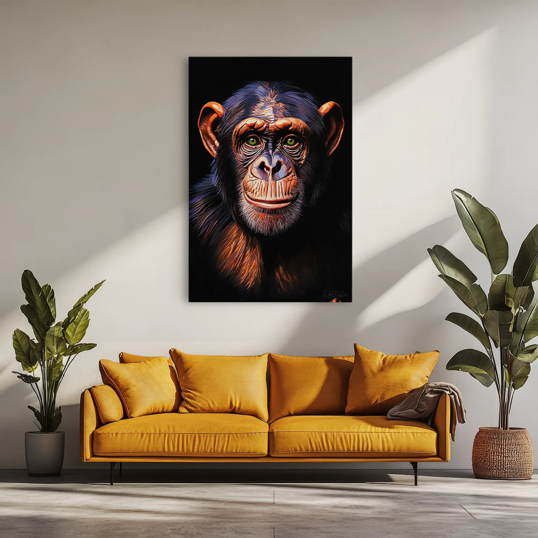 Emerald-Eyed Chimpanzee Portrait Giclée Print 231013 Visual Wall Art AR2:3V Giclée Print