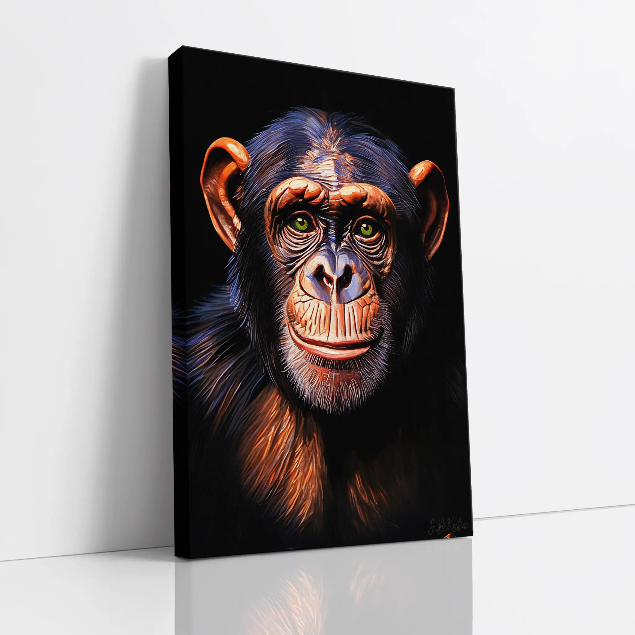 Emerald-Eyed Chimpanzee Portrait Giclée Print 231013 Visual Wall Art AR2:3V Giclée Print