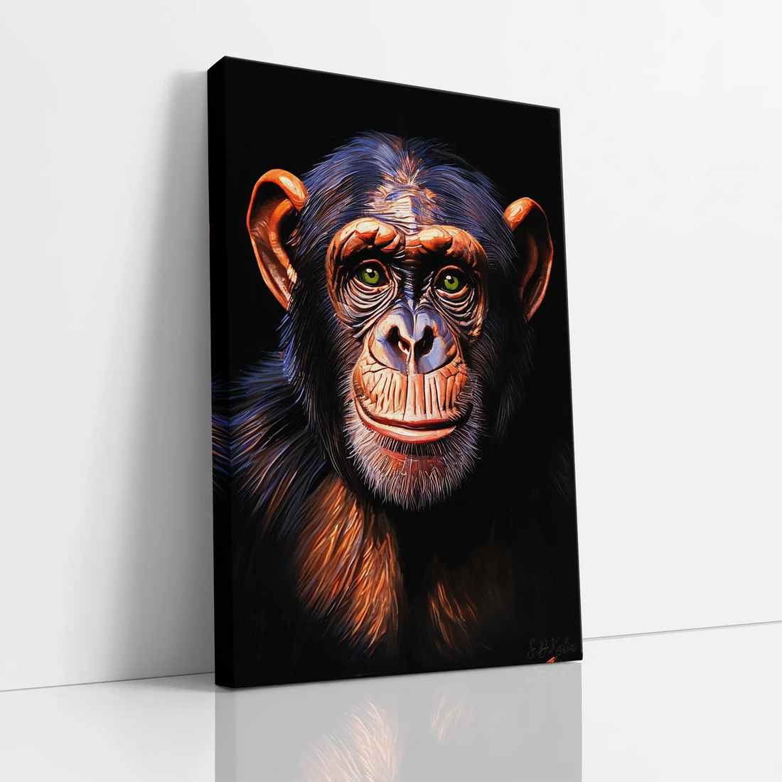 Emerald-Eyed Chimpanzee Portrait Giclée Print 231013 Visual Wall Art AR2:3V Giclée Print