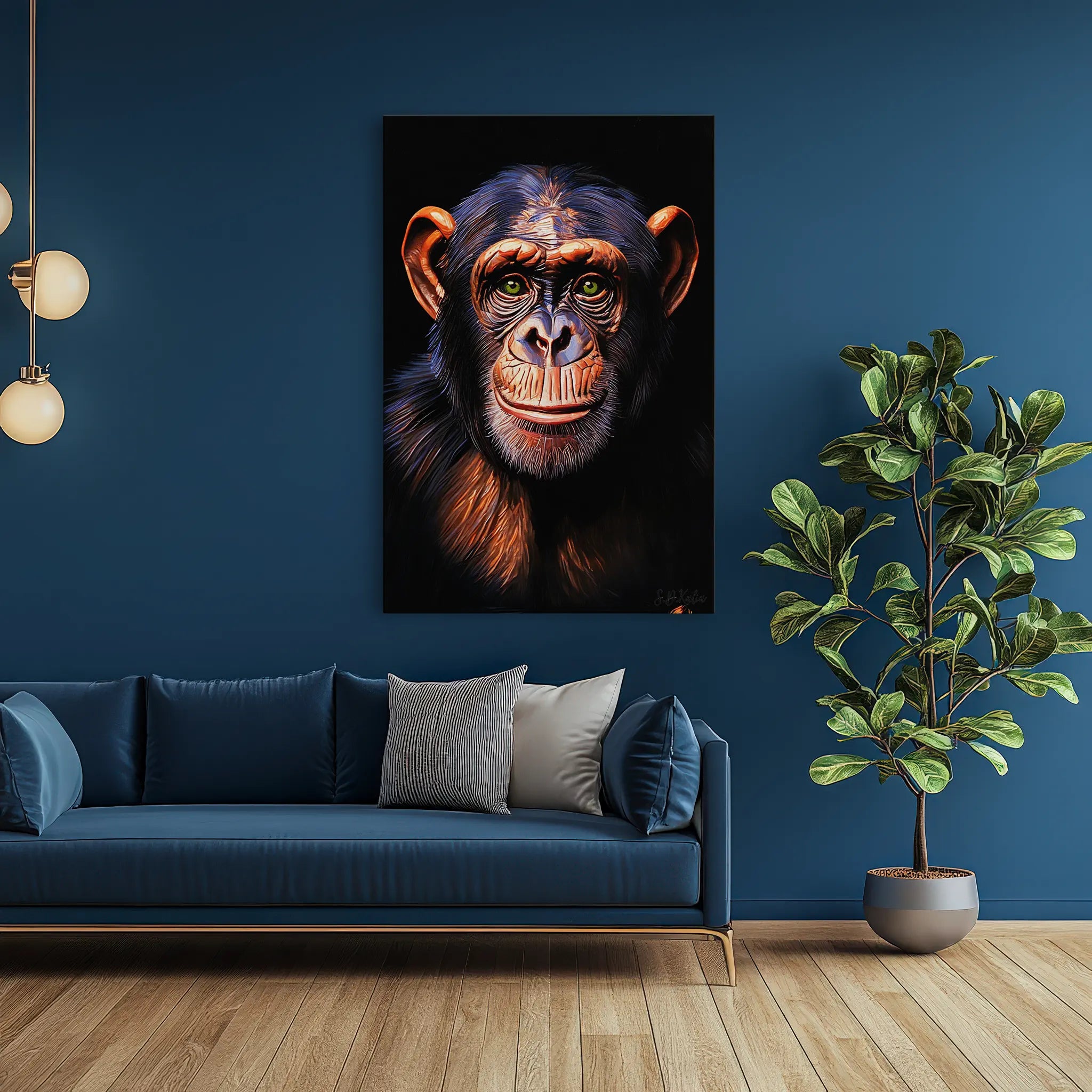 Emerald-Eyed Chimpanzee Portrait Giclée Print 231013 Visual Wall Art AR2:3V Giclée Print