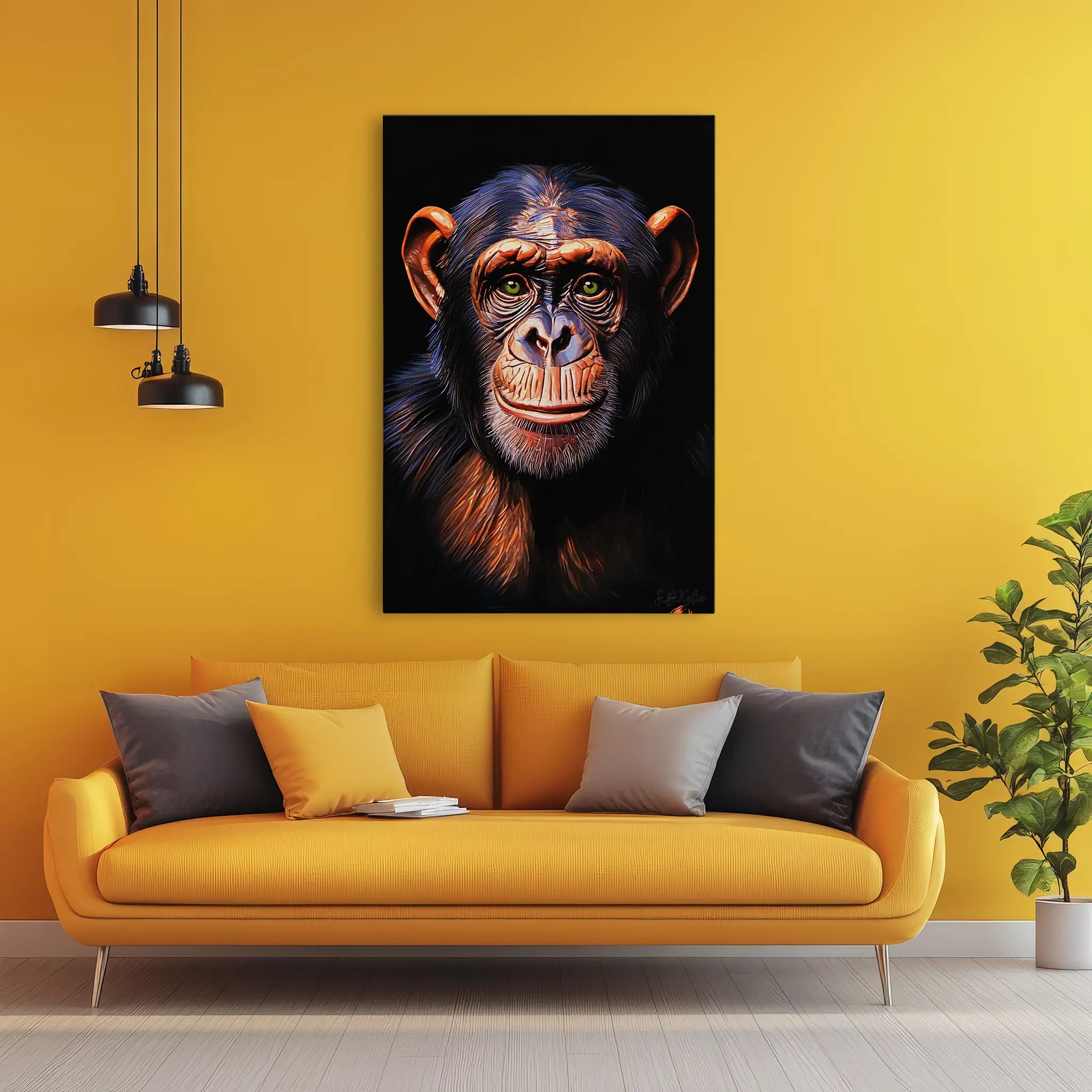 Emerald-Eyed Chimpanzee Portrait Giclée Print 231013 Visual Wall Art AR2:3V Giclée Print