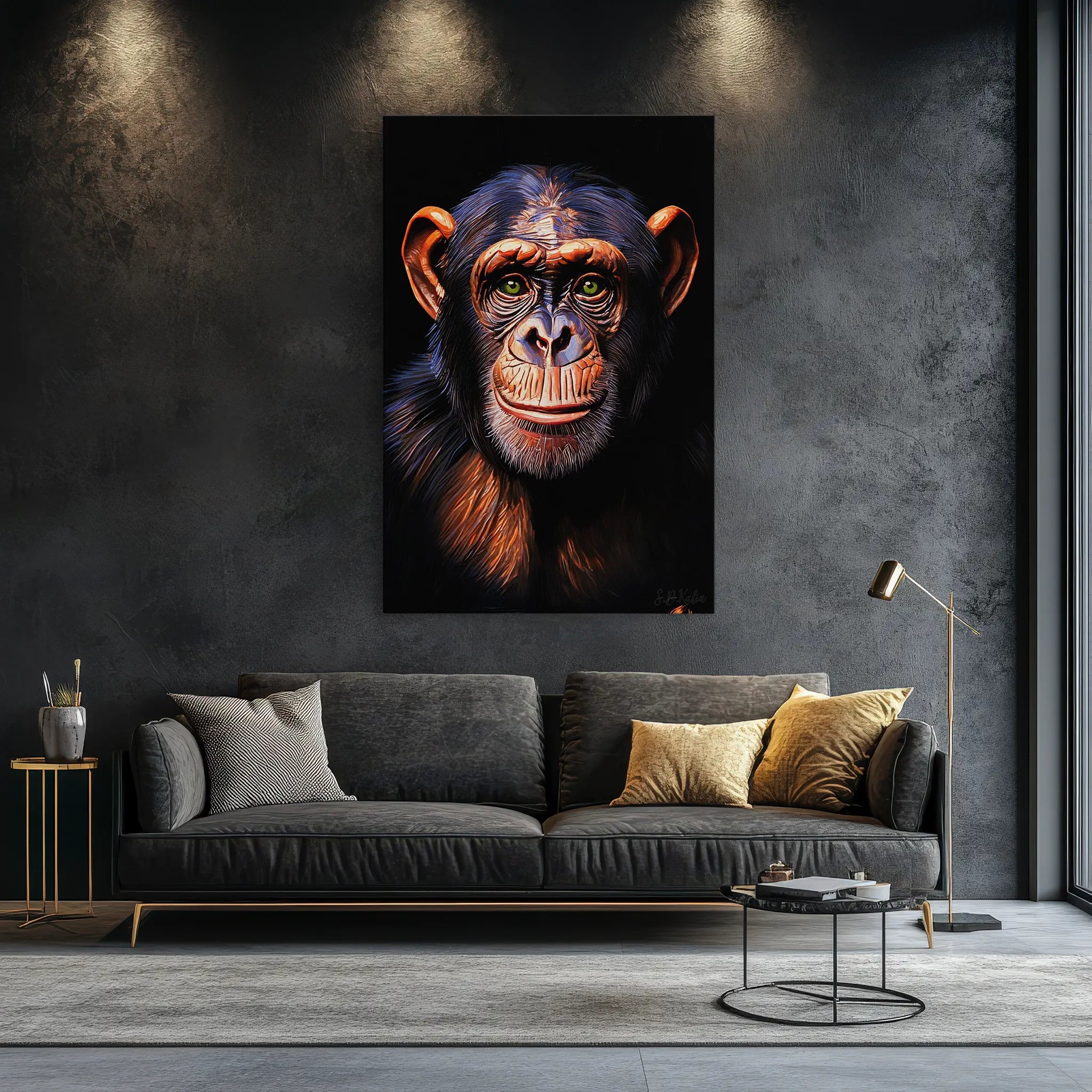 Emerald-Eyed Chimpanzee Portrait Giclée Print 231013 Visual Wall Art AR2:3V Giclée Print