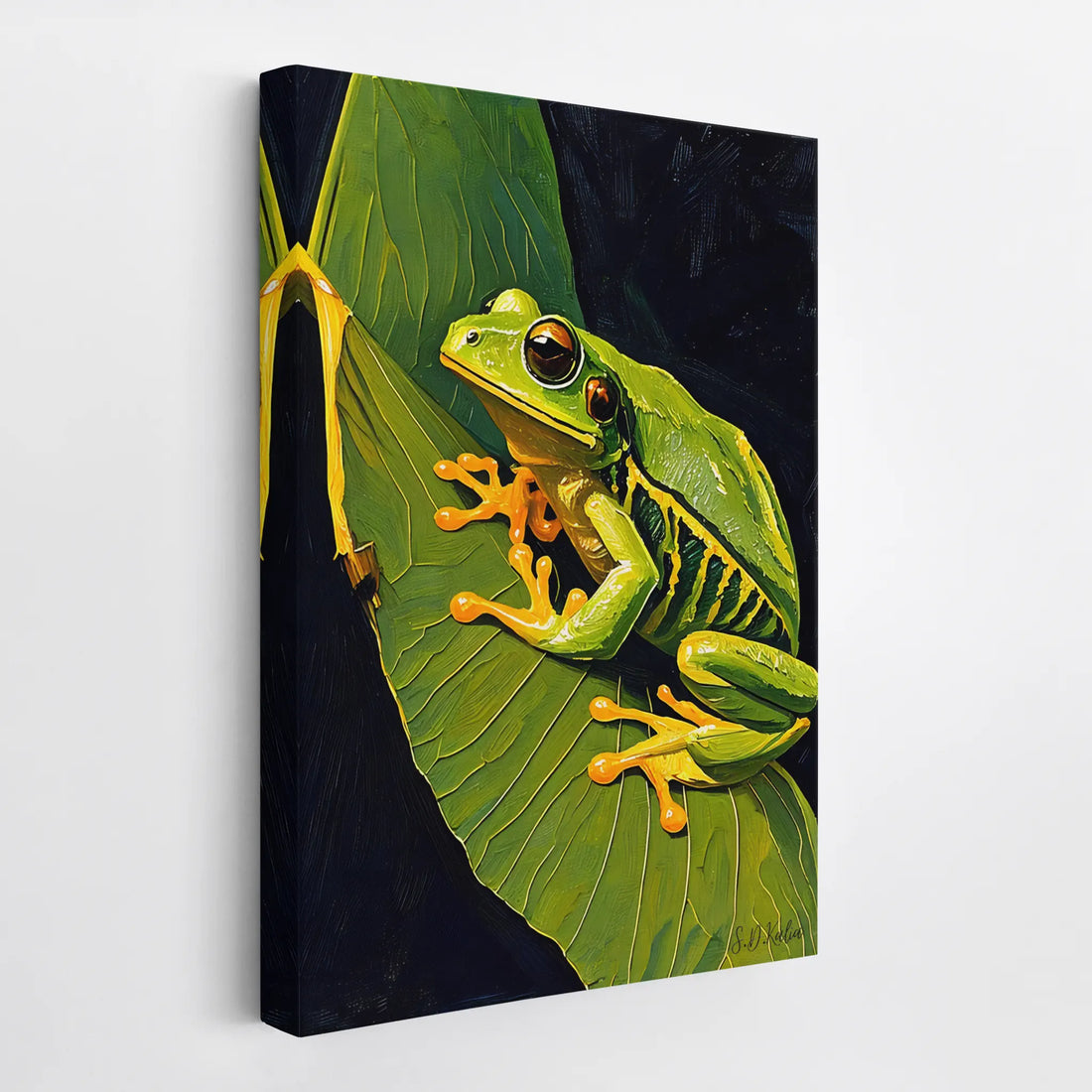 Emerald Sentinel Tree Frog on a Leaf Giclée Print 231075.png Visual Wall Art AR2:3V Giclée Print