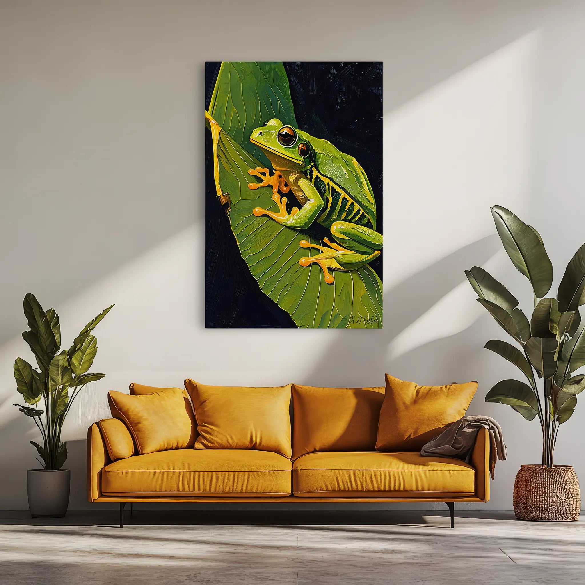 Emerald Sentinel Tree Frog on a Leaf Giclée Print 231075.png Visual Wall Art AR2:3V Giclée Print