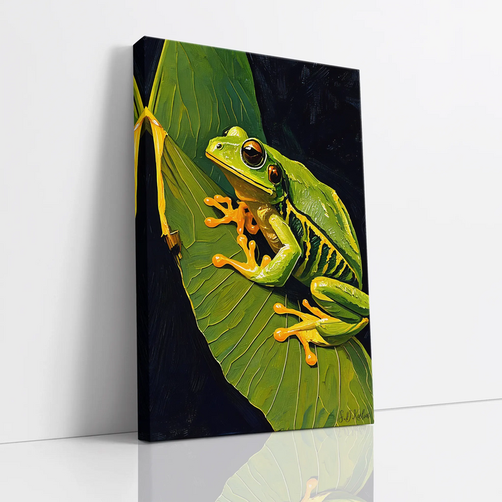 Emerald Sentinel Tree Frog on a Leaf Giclée Print 231075.png Visual Wall Art AR2:3V Giclée Print