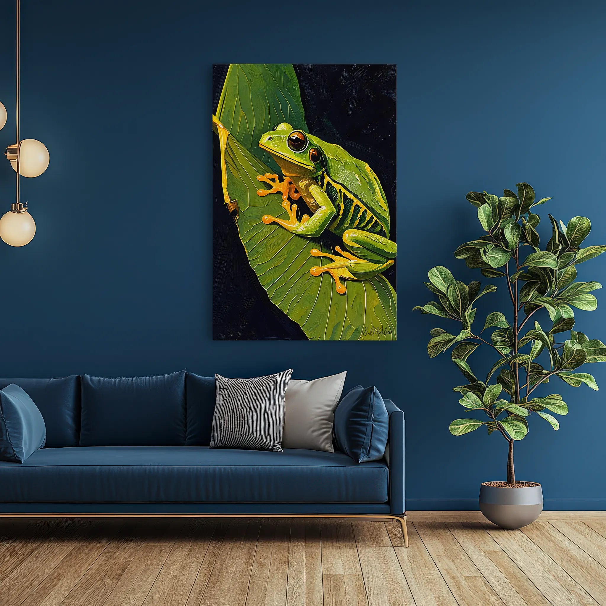 Emerald Sentinel Tree Frog on a Leaf Giclée Print 231075.png Visual Wall Art AR2:3V Giclée Print