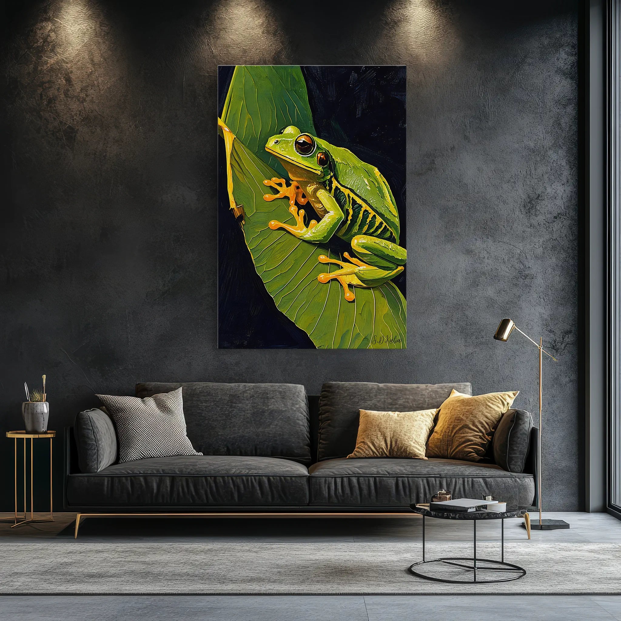 Emerald Sentinel Tree Frog on a Leaf Giclée Print 231075.png Visual Wall Art AR2:3V Giclée Print