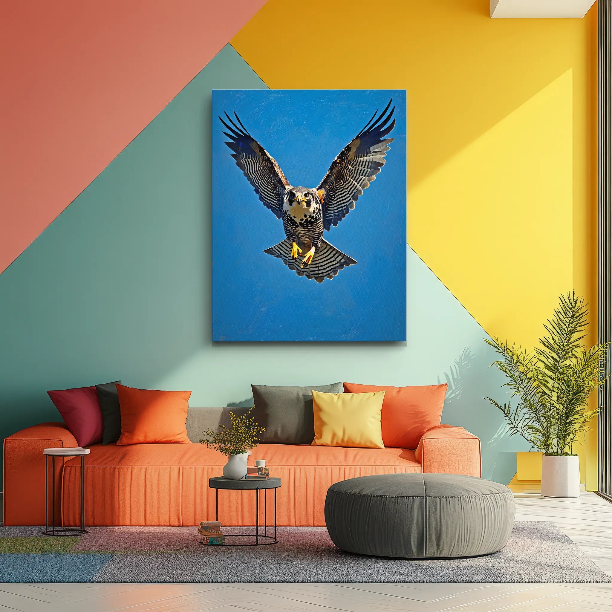 Falcon Spreading Wings Descending Giclée Print 454012 Visual Wall Art AR3:4V-AR4:5V Giclée Print