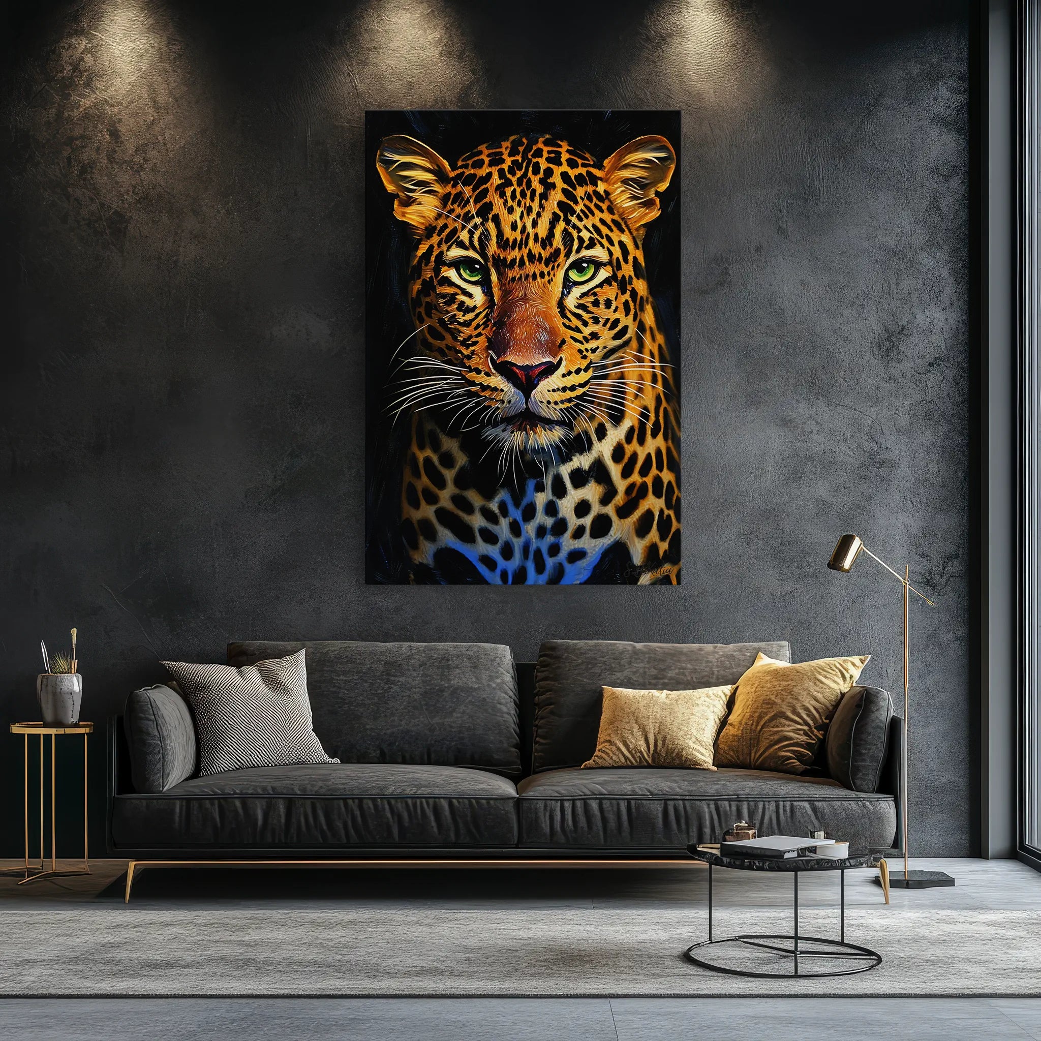 Fierce Leopard in Spotlight Giclée Print 231015 Visual Wall Art AR2:3V Giclée Print