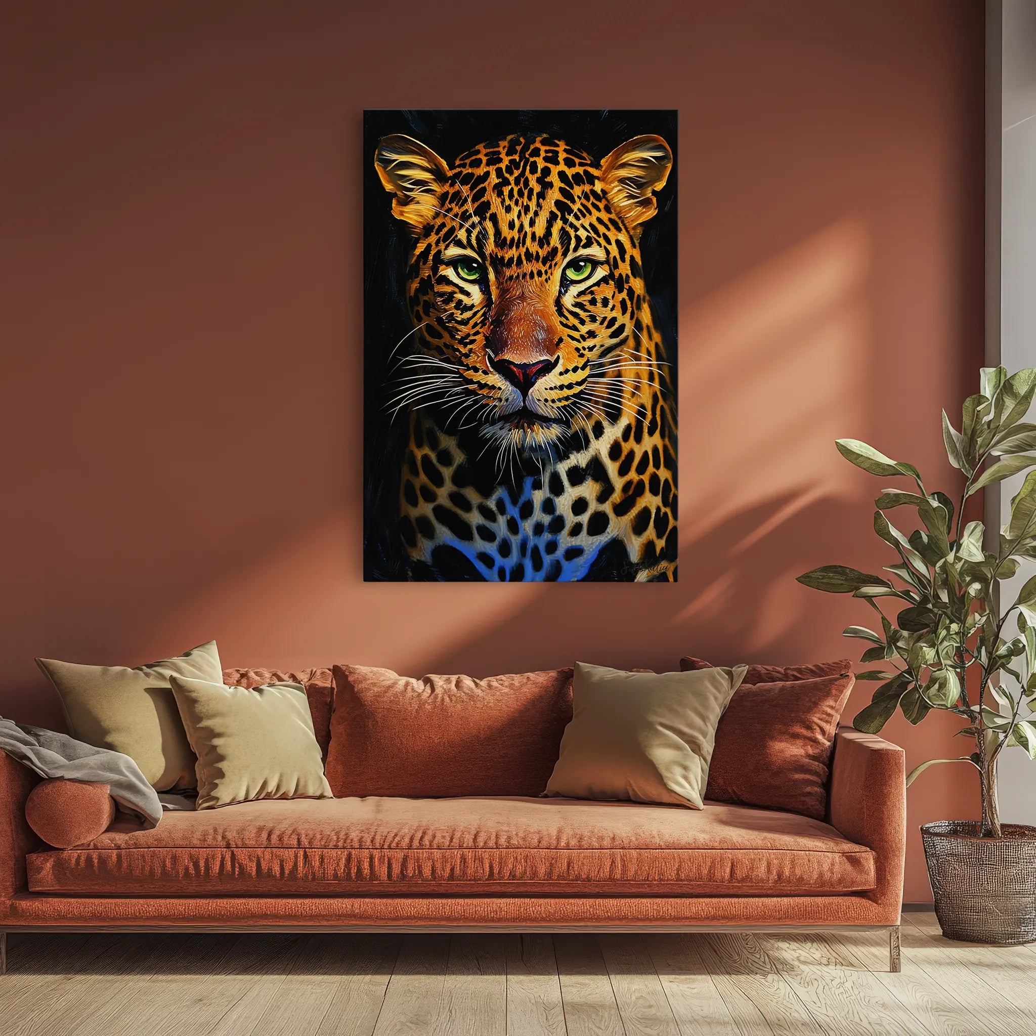 Fierce Leopard in Spotlight Giclée Print 231015 Visual Wall Art AR2:3V Giclée Print