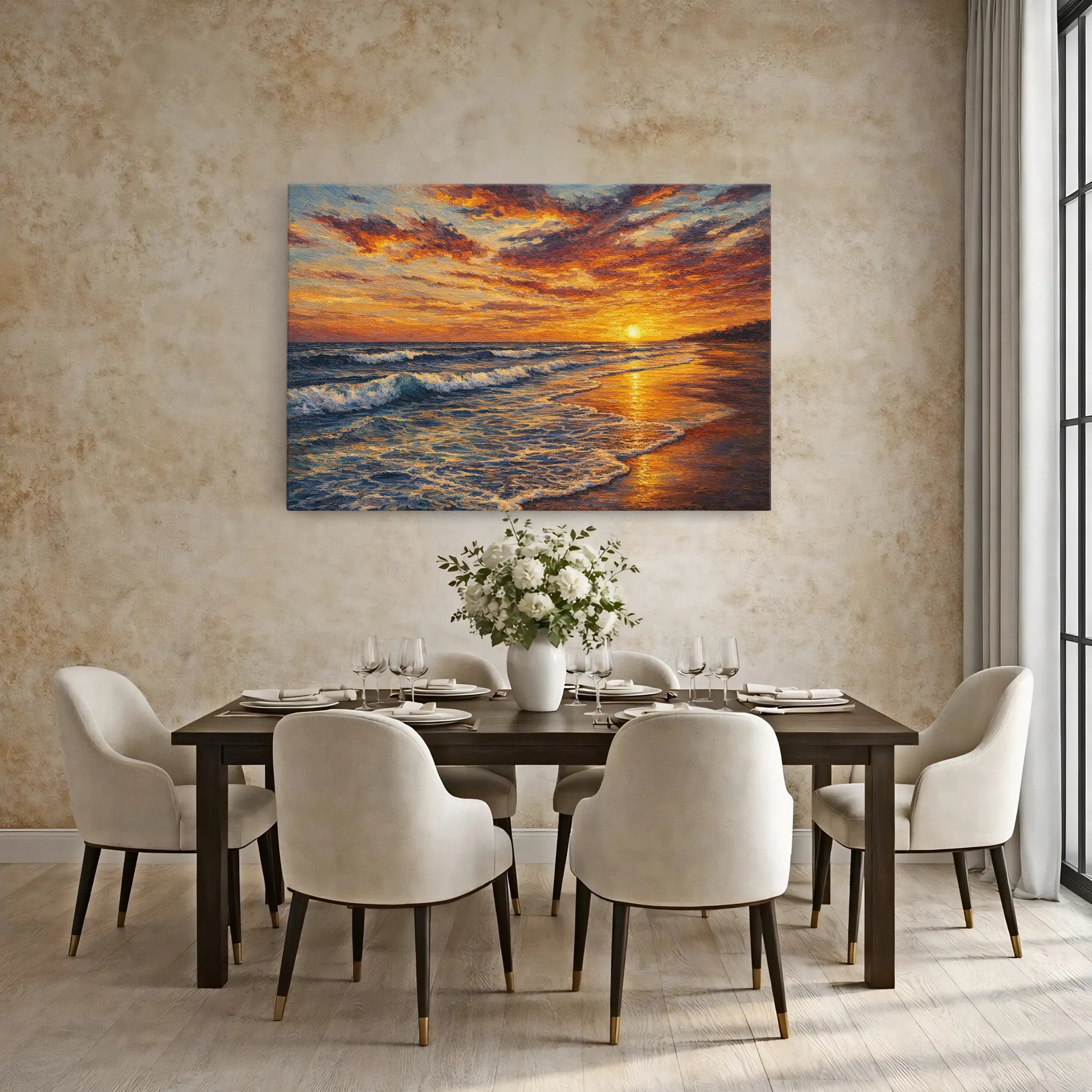 Fiery Beach Sunset Still Life Giclée Print 324002 Visual Wall Art AR3:2H Giclée Print