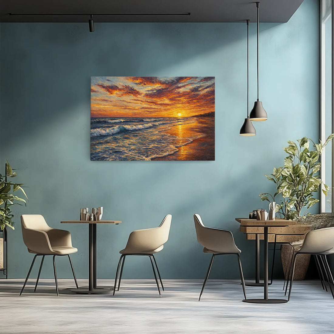 Fiery Beach Sunset Still Life Giclée Print 324002 Visual Wall Art AR3:2H Giclée Print