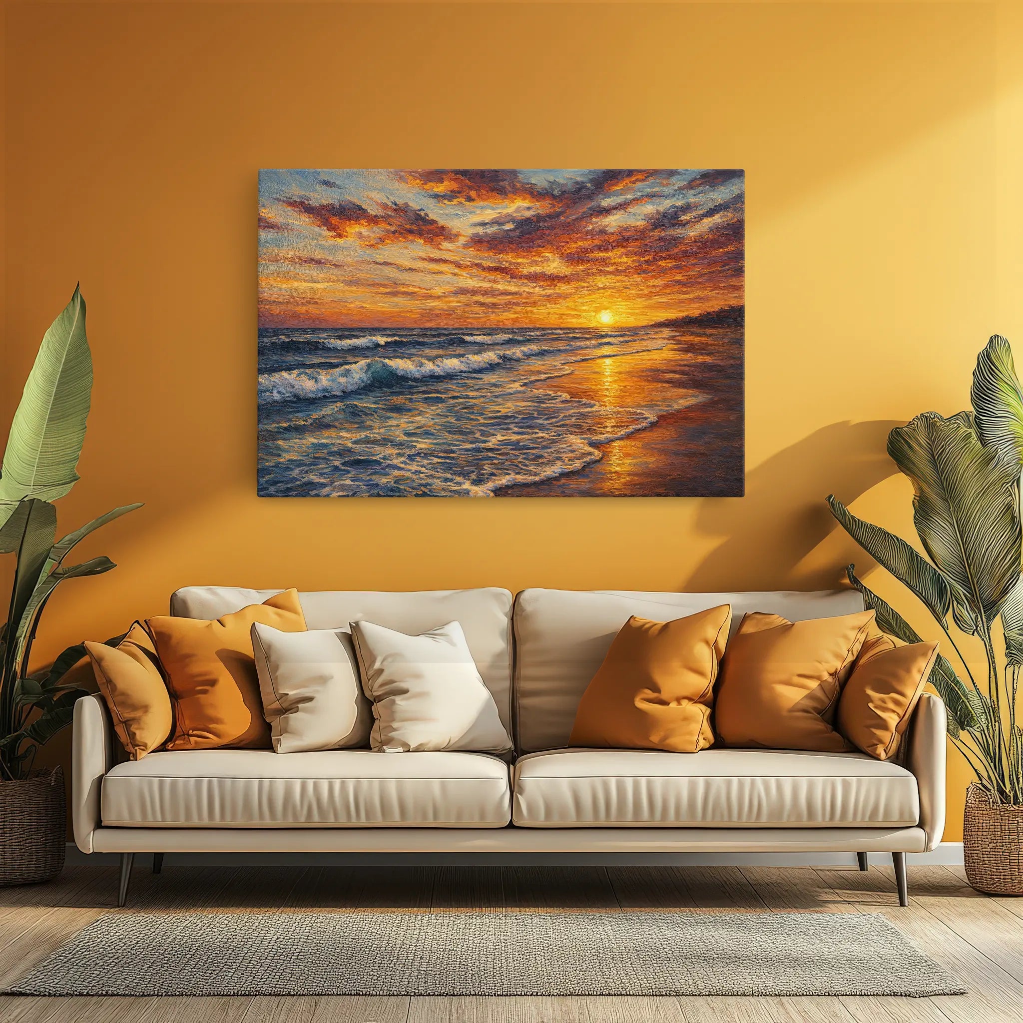 Fiery Beach Sunset Still Life Giclée Print 324002 Visual Wall Art AR3:2H Giclée Print
