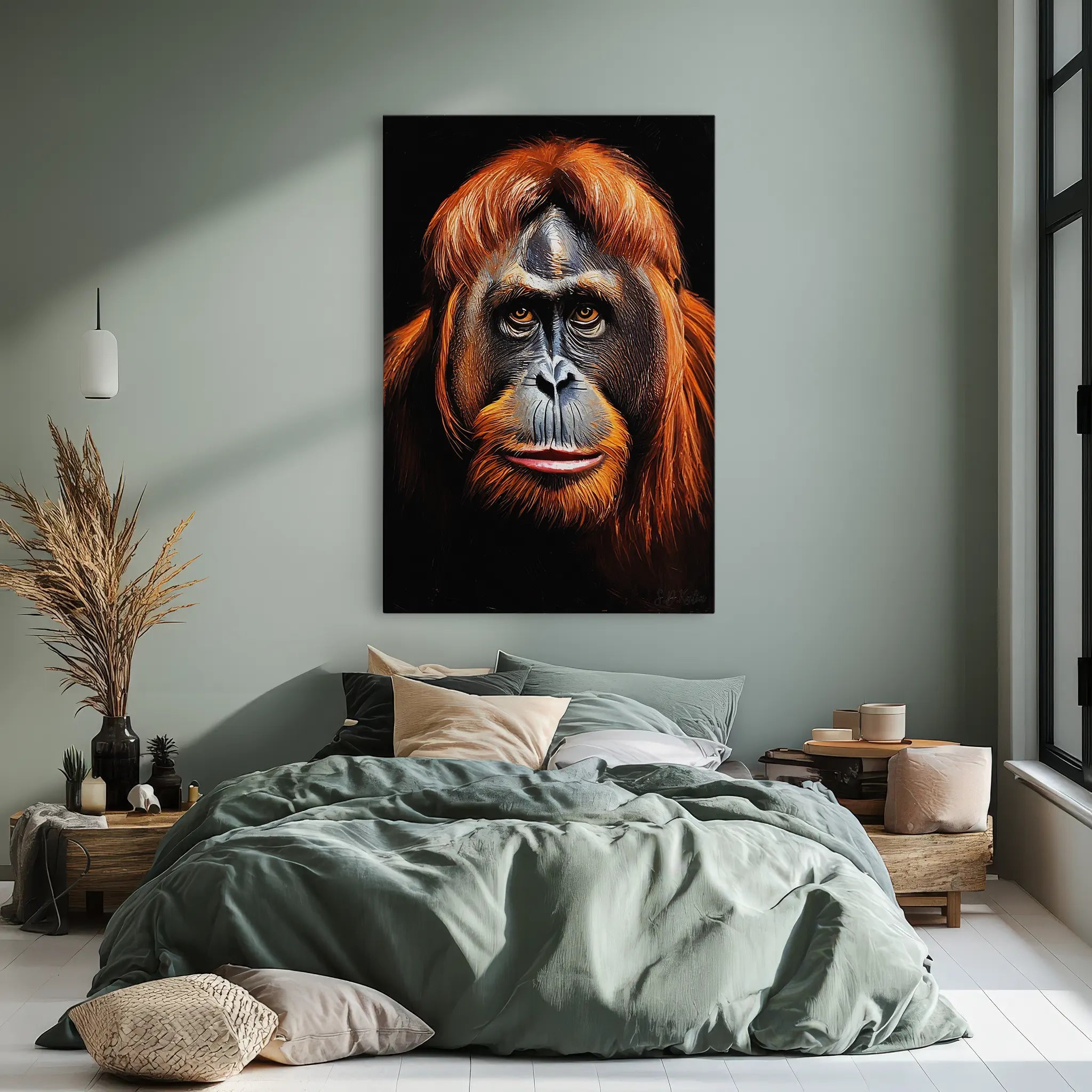 Flame-Haired Orangutan Close-Up Giclée Print 231016 Visual Wall Art AR2:3V Giclée Print