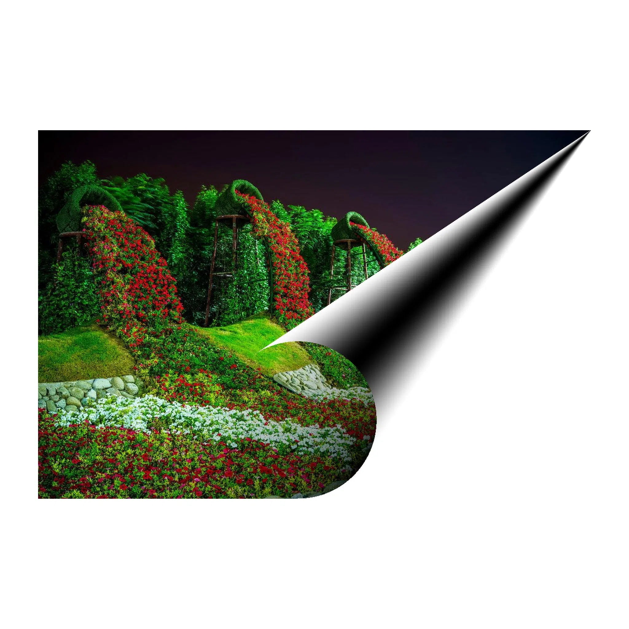 Floral Gardern waterfalls Landscape Giclée Print 32646 Giclée Fine Art Matte Paper Print Visual Wall Art