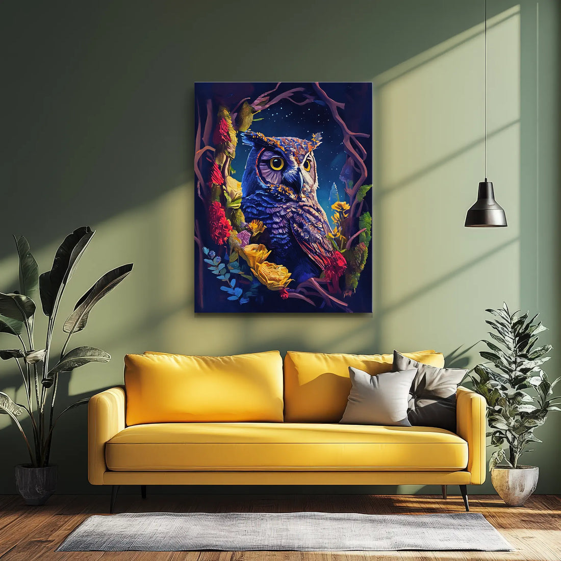 Floral Nightwatcher Owl Giclée Print 454619 Visual Wall Art AR3:4V-AR4:5V Giclée Print