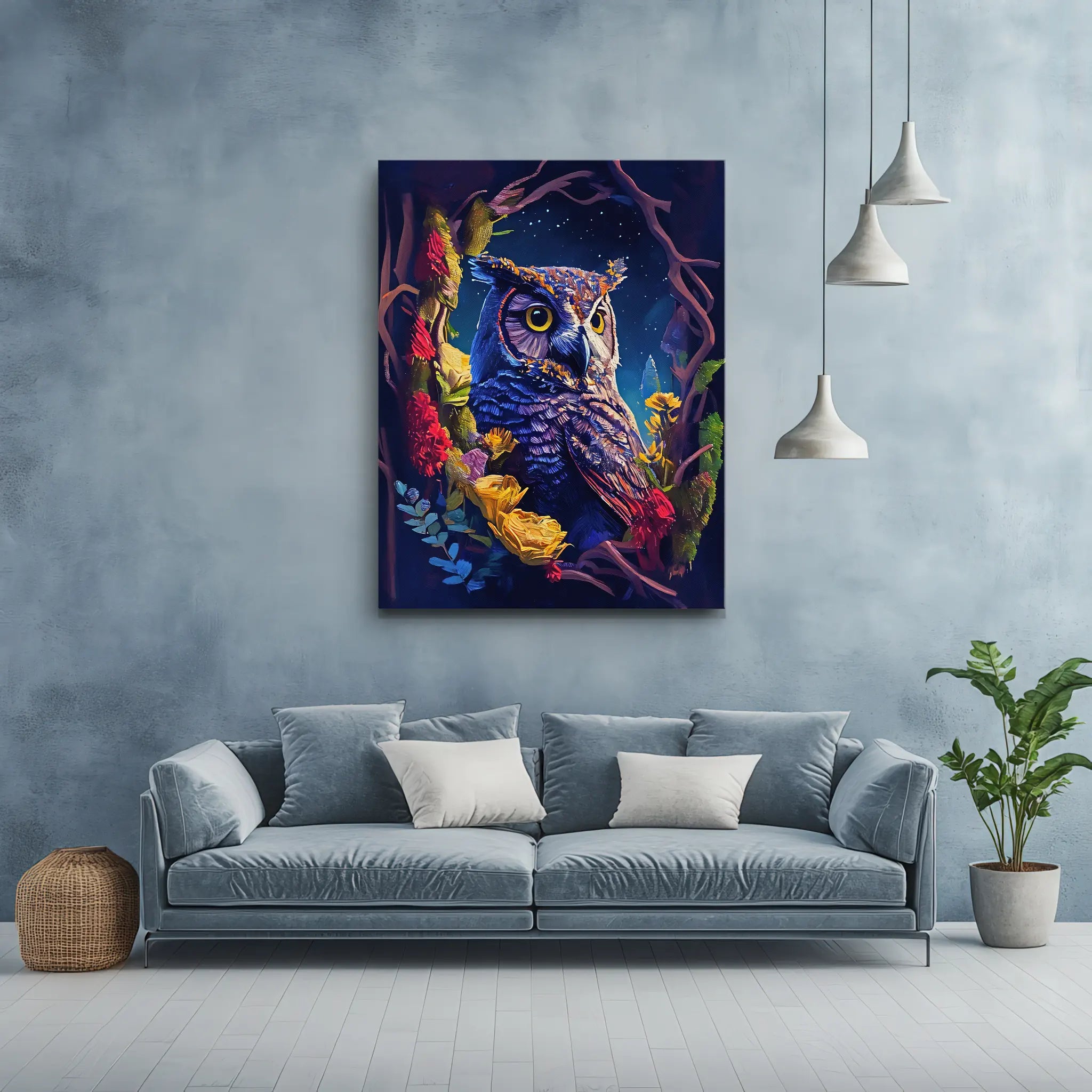 Floral Nightwatcher Owl Giclée Print 454619 Visual Wall Art AR3:4V-AR4:5V Giclée Print